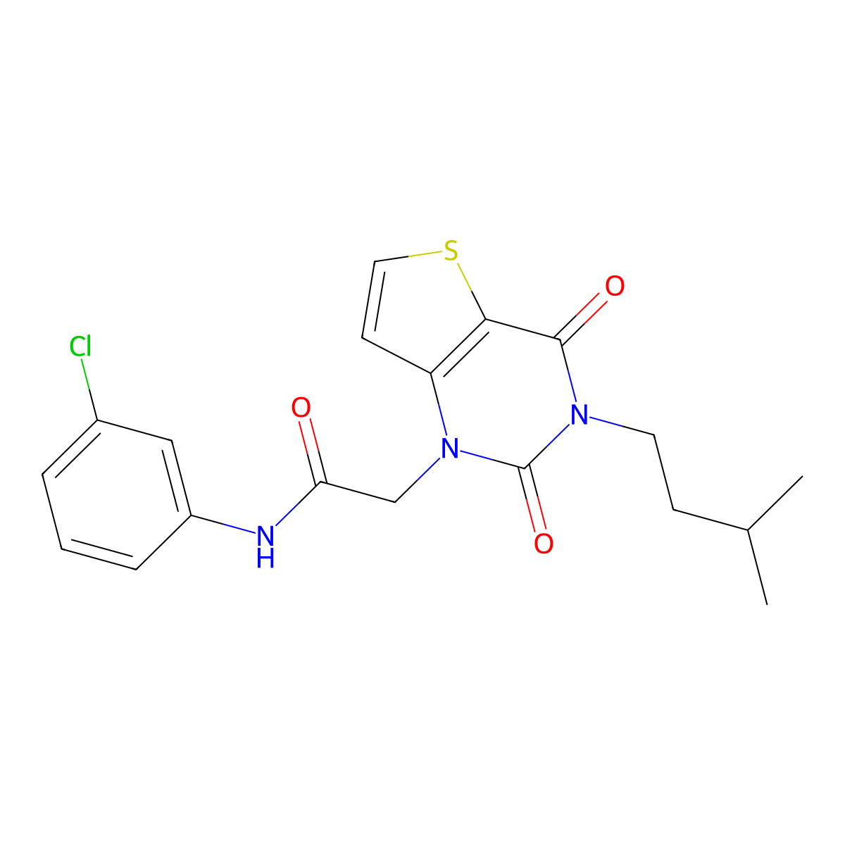 N-(3-chlorophenyl)-2-[3-(3-methylbutyl)-2,4-dioxo-1H,2H,3H,4H-thieno[3,2-d]pyrimidin-1-yl]acetamide molecular structure, CAS 1252900-01-8