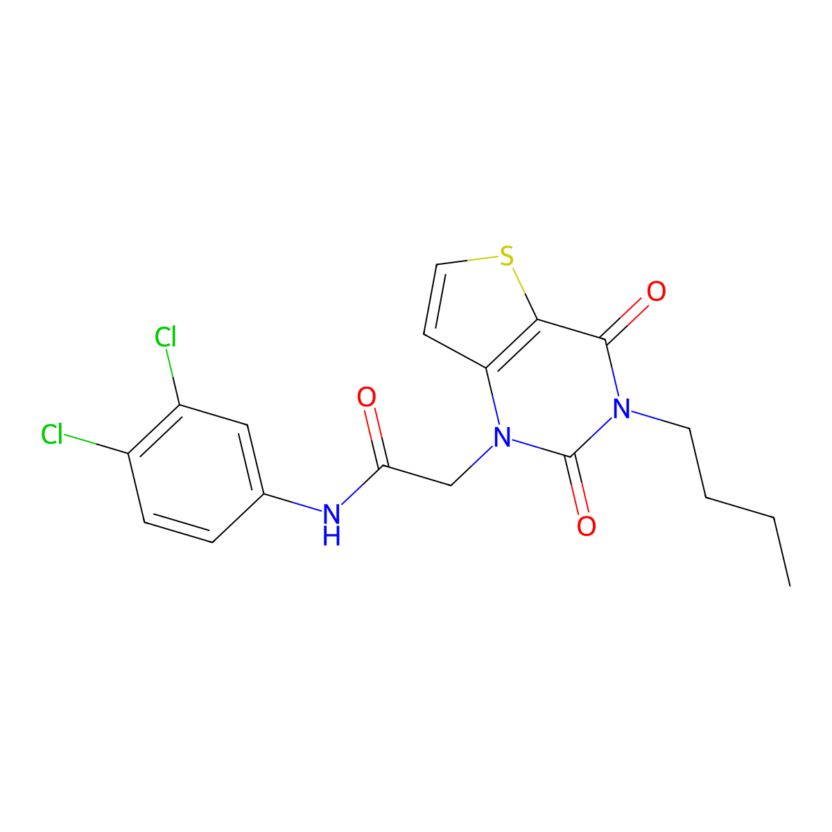 2-(3-butyl-2,4-dioxo-3,4-dihydrothieno[3,2-d]pyrimidin-1(2H)-yl)-N-(3,4-dichlorophenyl)acetamide molecular structure, CAS 1252900-35-8