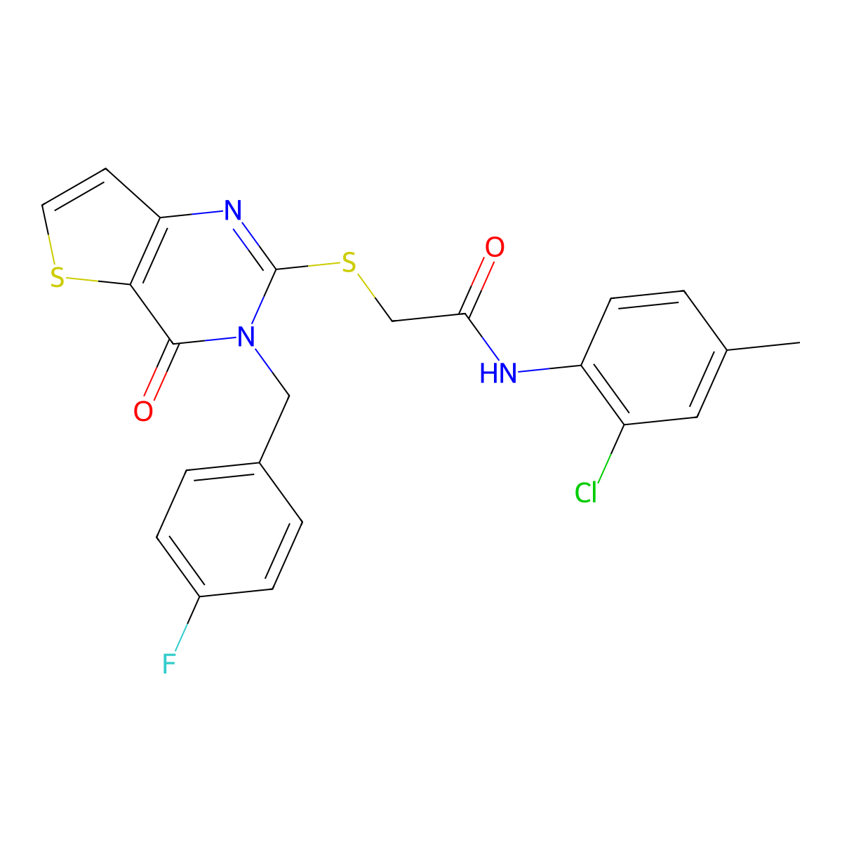 N-(2-chloro-4-methylphenyl)-2-{[3-(4-fluorobenzyl)-4-oxo-3,4-dihydrothieno[3,2-d]pyrimidin-2-yl]sulfanyl}acetamide molecular structure, CAS 1252900-39-2