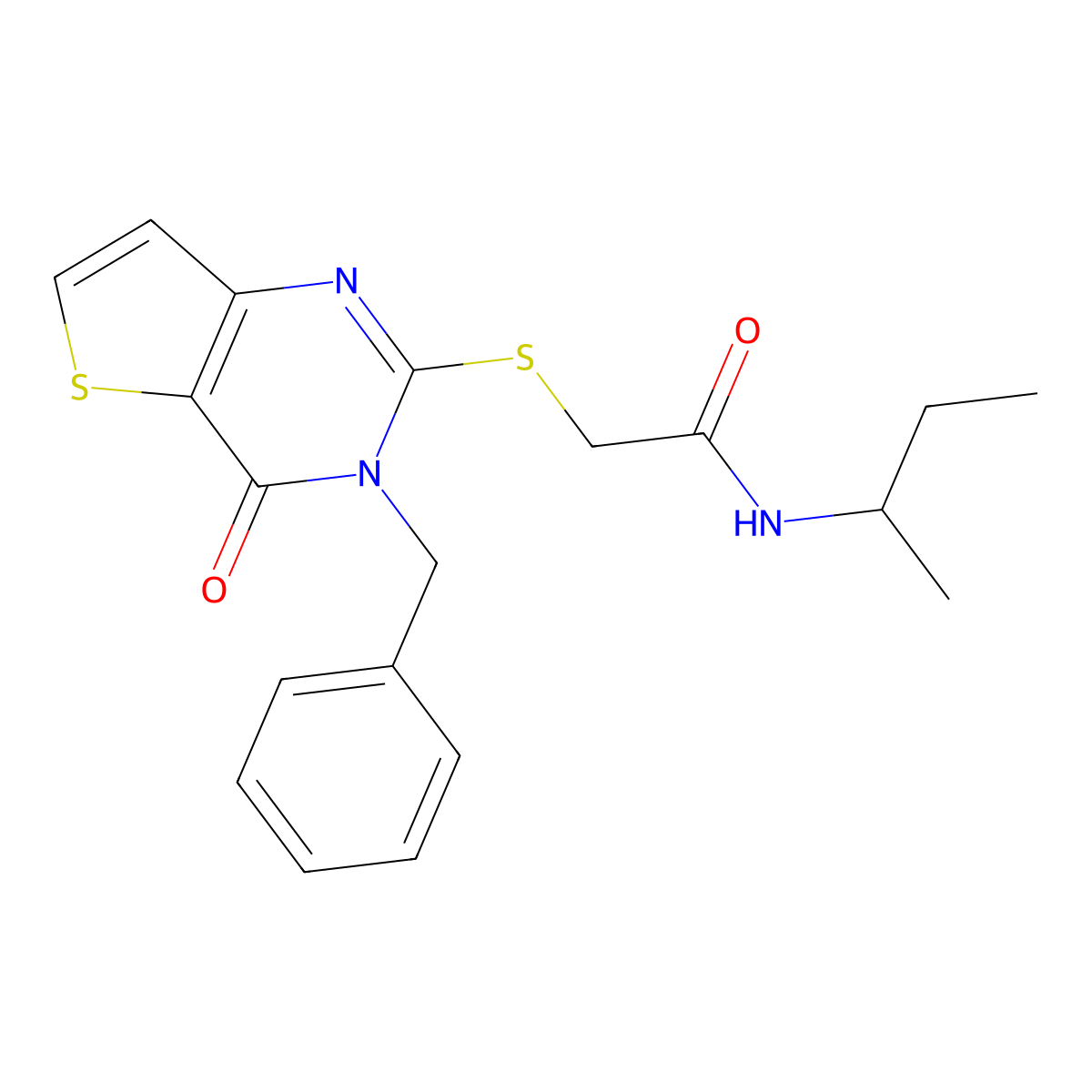 2-({3-benzyl-4-oxo-3H,4H-thieno[3,2-d]pyrimidin-2-yl}sulfanyl)-N-(butan-2-yl)acetamide molecular structure, CAS 1252900-49-4
