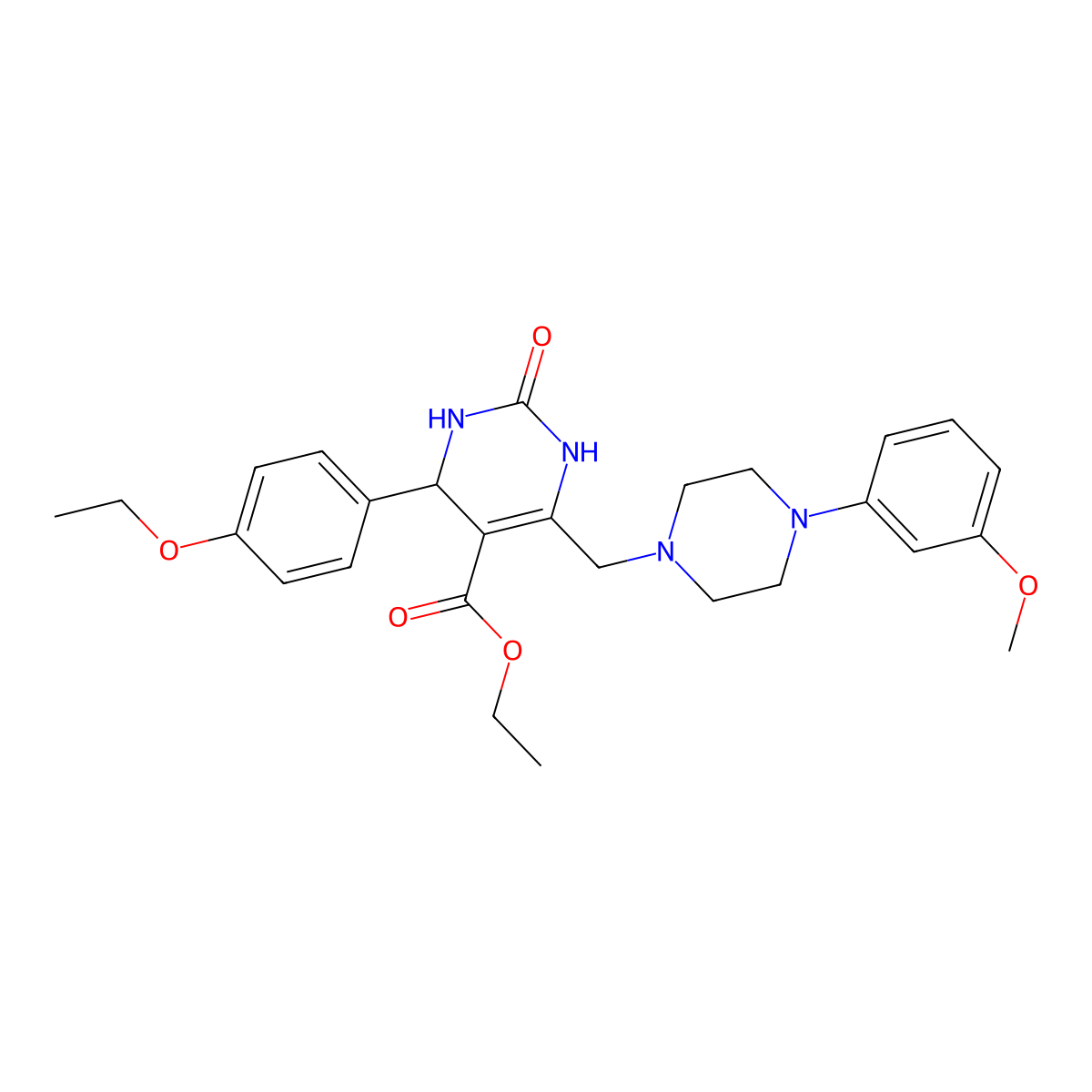 Ethyl 4-(4-ethoxyphenyl)-6-{[4-(3-methoxyphenyl)piperazin-1-yl]methyl}-2-oxo-1,2,3,4-tetrahydropyrimidine-5-carboxylate molecular structure, CAS 1252900-61-0