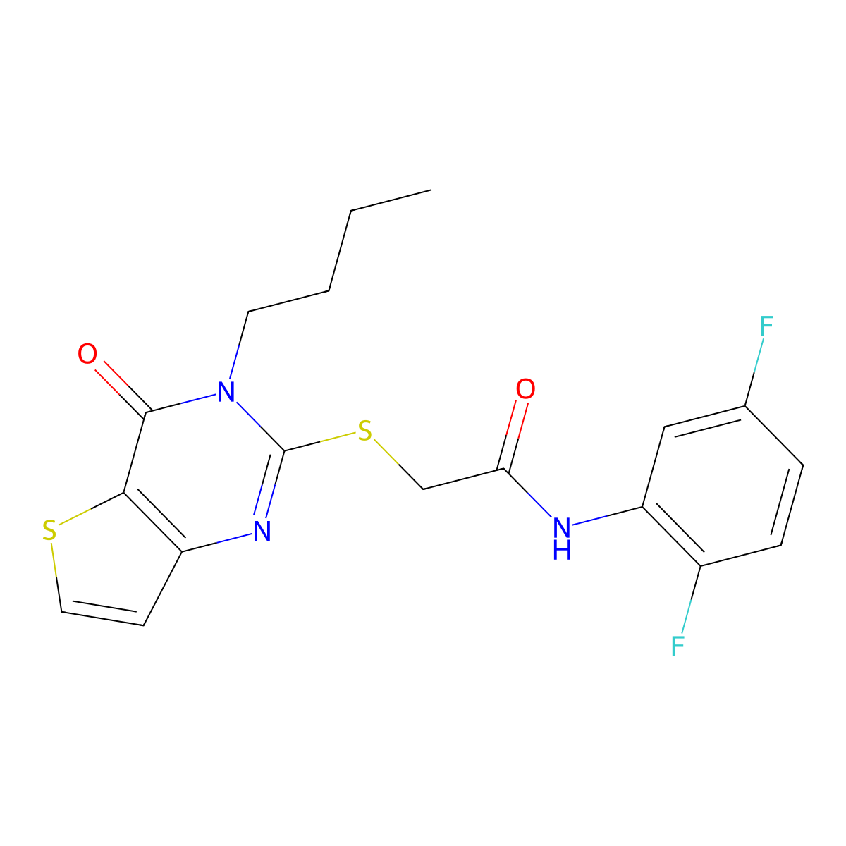 2-[(3-butyl-4-oxo-3,4-dihydrothieno[3,2-d]pyrimidin-2-yl)sulfanyl]-N-(2,5-difluorophenyl)acetamide molecular structure, CAS 1252900-99-4
