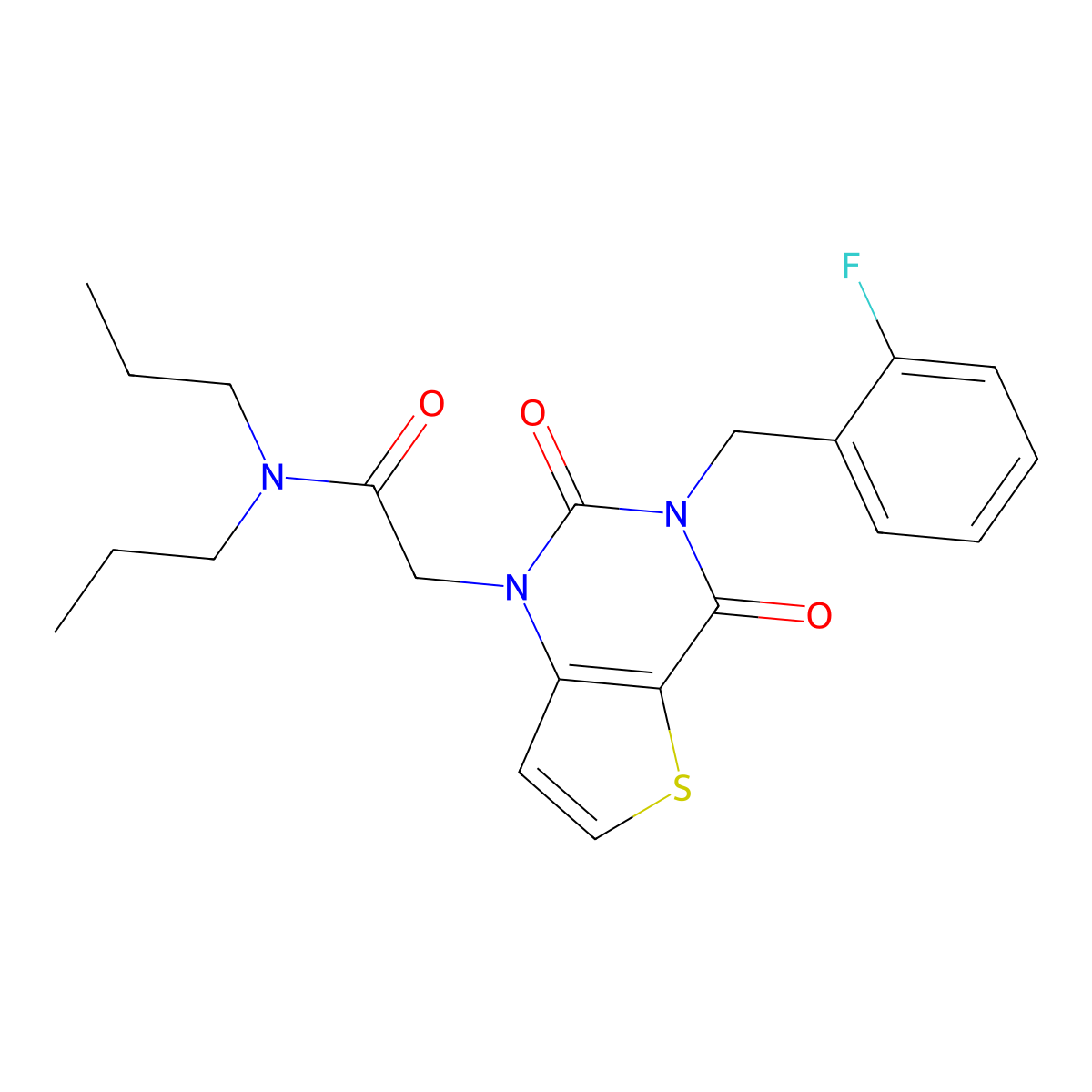 2-{3-[(2-fluorophenyl)methyl]-2,4-dioxo-1H,2H,3H,4H-thieno[3,2-d]pyrimidin-1-yl}-N,N-dipropylacetamide molecular structure, CAS 1252901-09-9