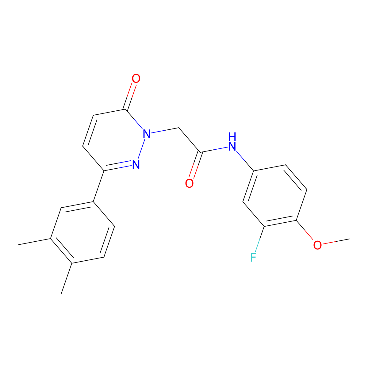 2-(3-(3,4-dimethylphenyl)-6-oxopyridazin-1(6H)-yl)-N-(3-fluoro-4-methoxyphenyl)acetamide molecular structure, CAS 1252901-21-5