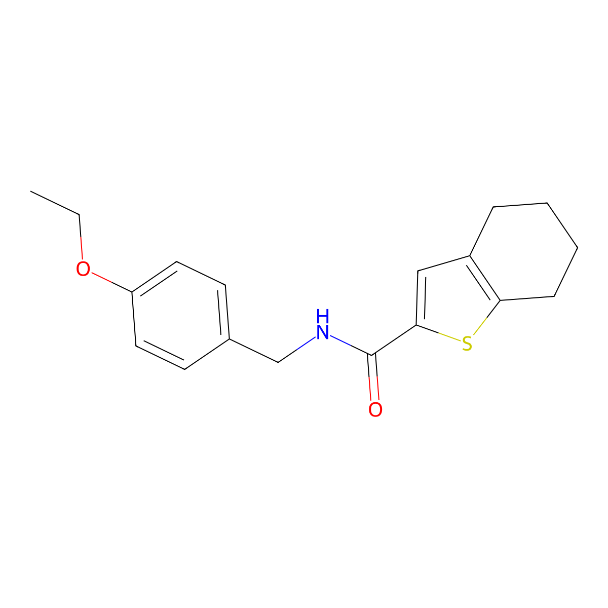 N-(4-ethoxybenzyl)-4,5,6,7-tetrahydro-1-benzothiophene-2-carboxamide molecular structure, CAS 1252901-55-5