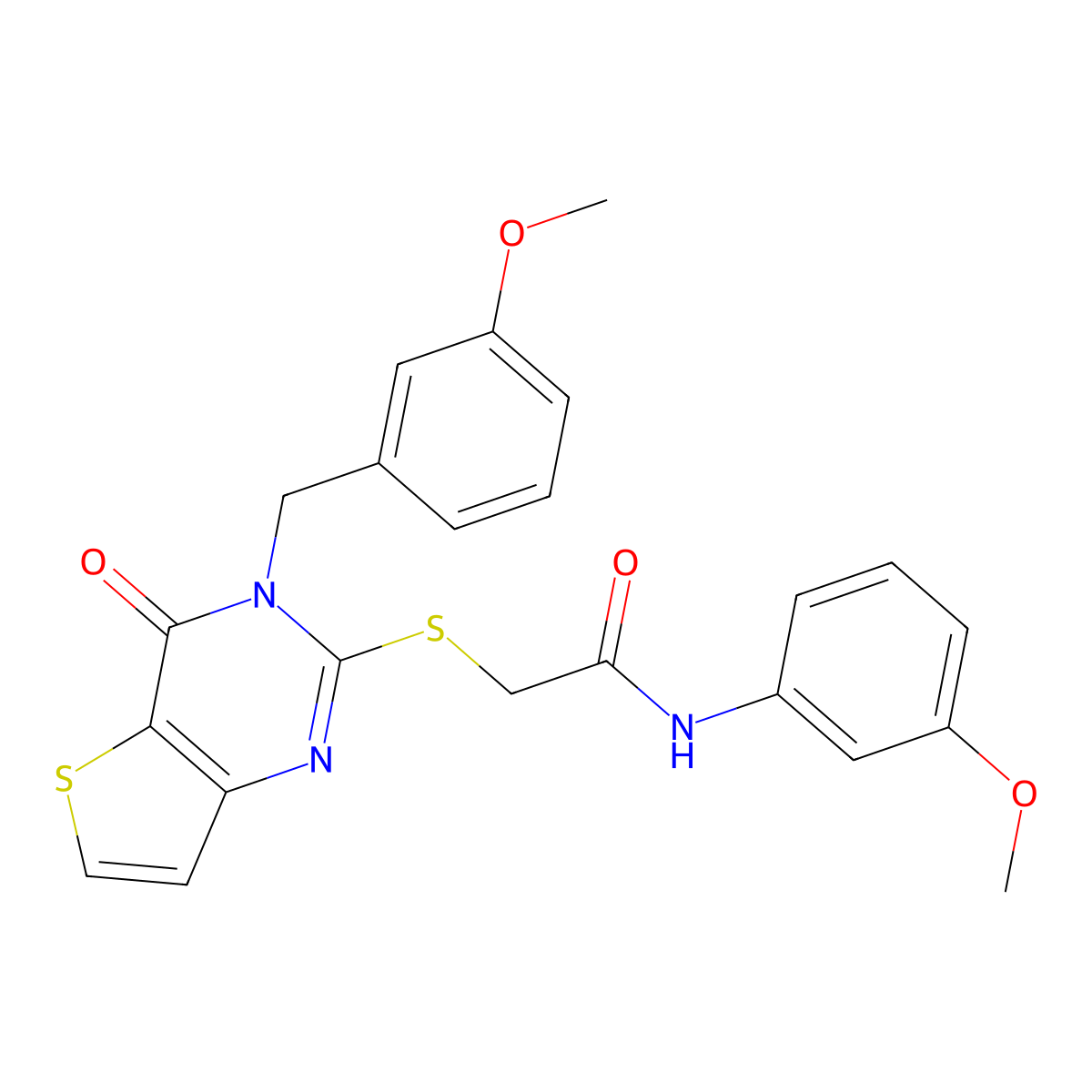 2-{[3-(3-methoxybenzyl)-4-oxo-3,4-dihydrothieno[3,2-d]pyrimidin-2-yl]sulfanyl}-N-(3-methoxyphenyl)acetamide molecular structure, CAS 1252901-57-7