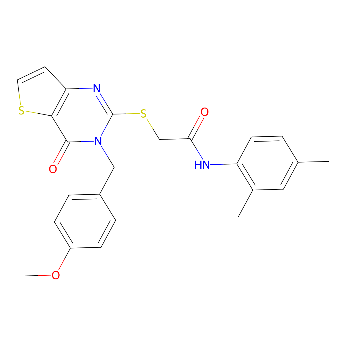 N-(2,4-dimethylphenyl)-2-{[3-(4-methoxybenzyl)-4-oxo-3,4-dihydrothieno[3,2-d]pyrimidin-2-yl]sulfanyl}acetamide molecular structure, CAS 1252901-58-8