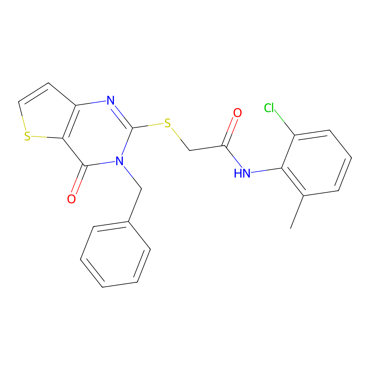 2-({3-benzyl-4-oxo-3H,4H-thieno[3,2-d]pyrimidin-2-yl}sulfanyl)-N-(2-chloro-6-methylphenyl)acetamide molecular structure, CAS 1252901-94-2