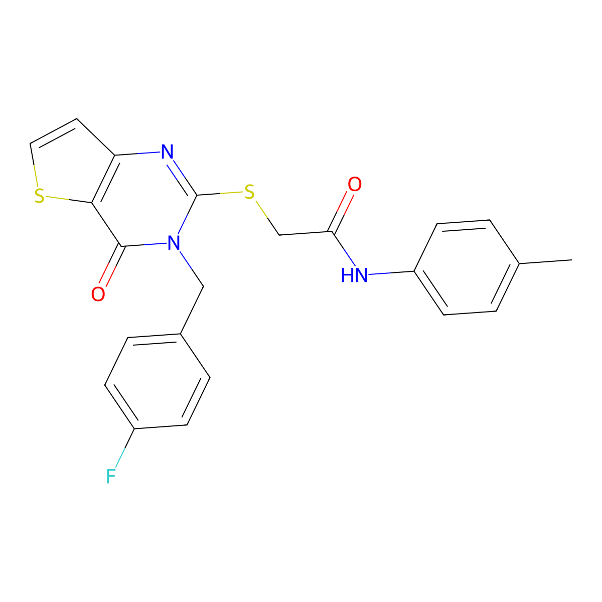 2-{[3-(4-fluorobenzyl)-4-oxo-3,4-dihydrothieno[3,2-d]pyrimidin-2-yl]sulfanyl}-N-(4-methylphenyl)acetamide molecular structure, CAS 1252902-35-4
