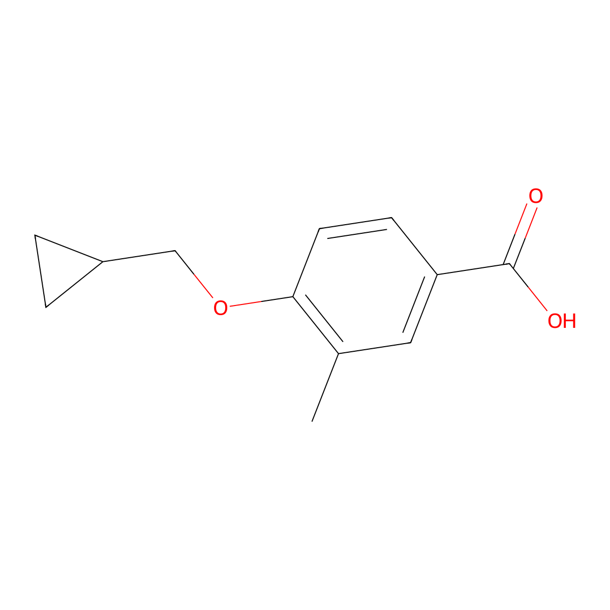 4-(Cyclopropylmethoxy)-3-methylbenzoic acid molecular structure, CAS 1252903-16-4