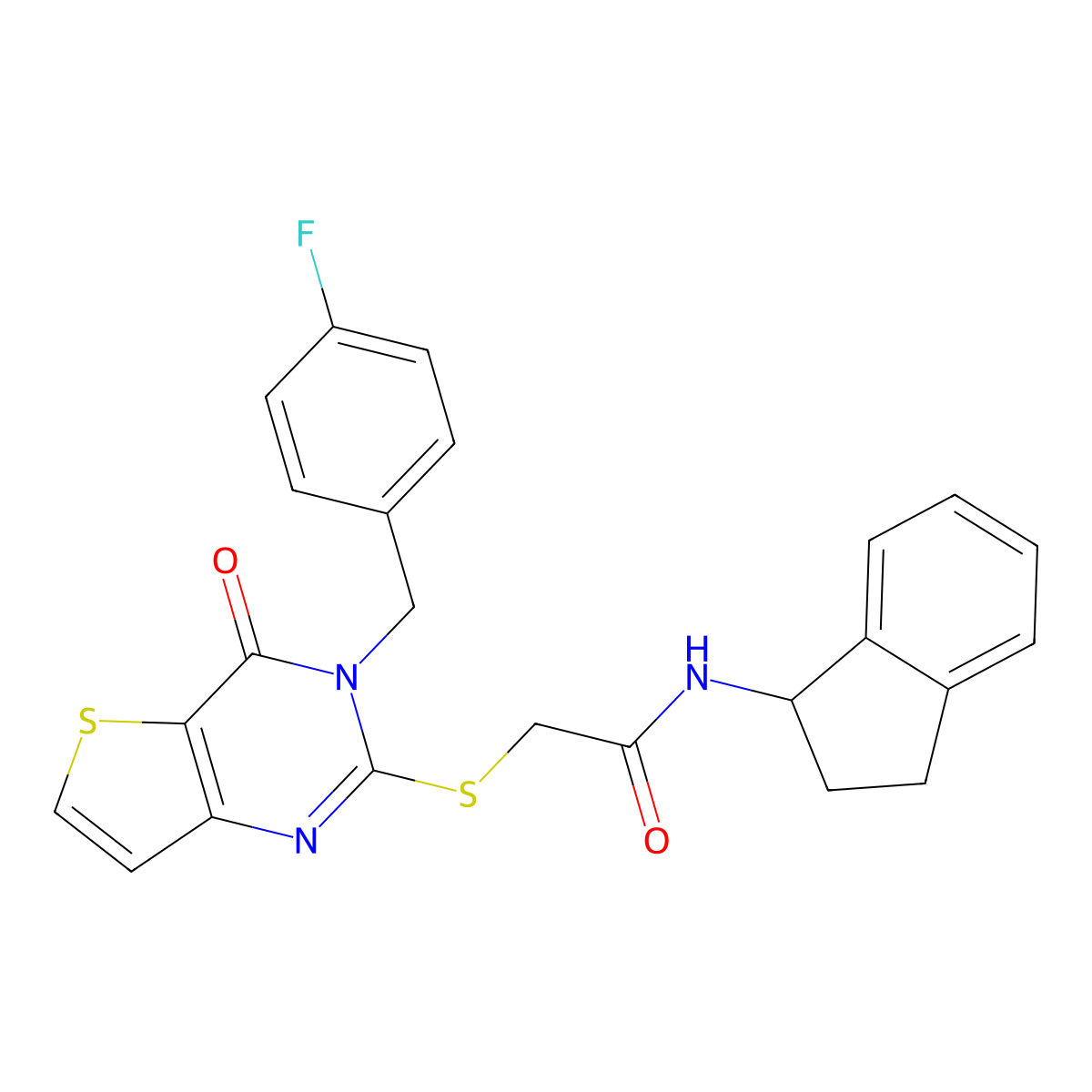 N-(2,3-dihydro-1H-inden-1-yl)-2-({3-[(4-fluorophenyl)methyl]-4-oxo-3H,4H-thieno[3,2-d]pyrimidin-2-yl}sulfanyl)acetamide molecular structure, CAS 1252903-31-3