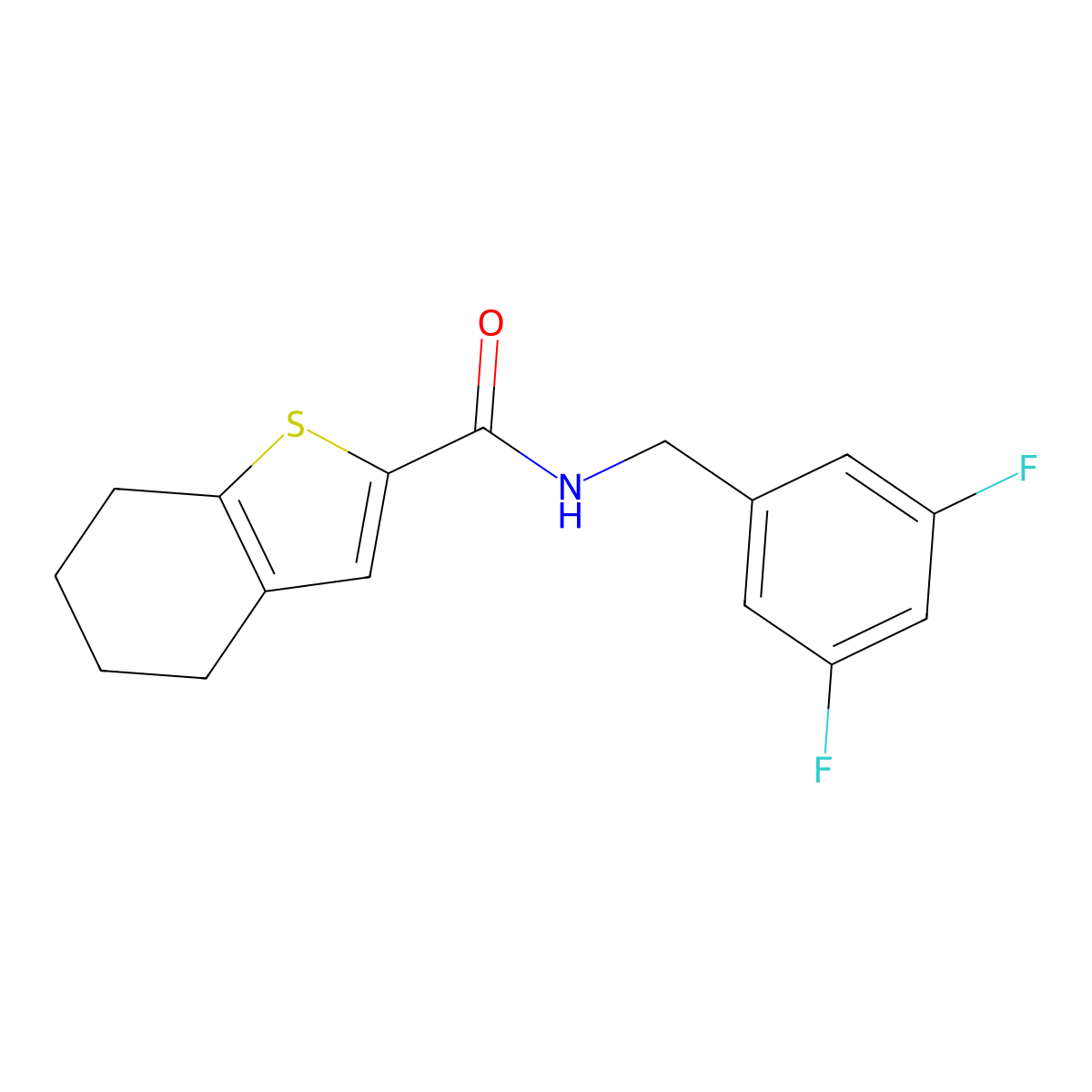 N-(3,5-difluorobenzyl)-4,5,6,7-tetrahydro-1-benzothiophene-2-carboxamide molecular structure, CAS 1252903-62-0