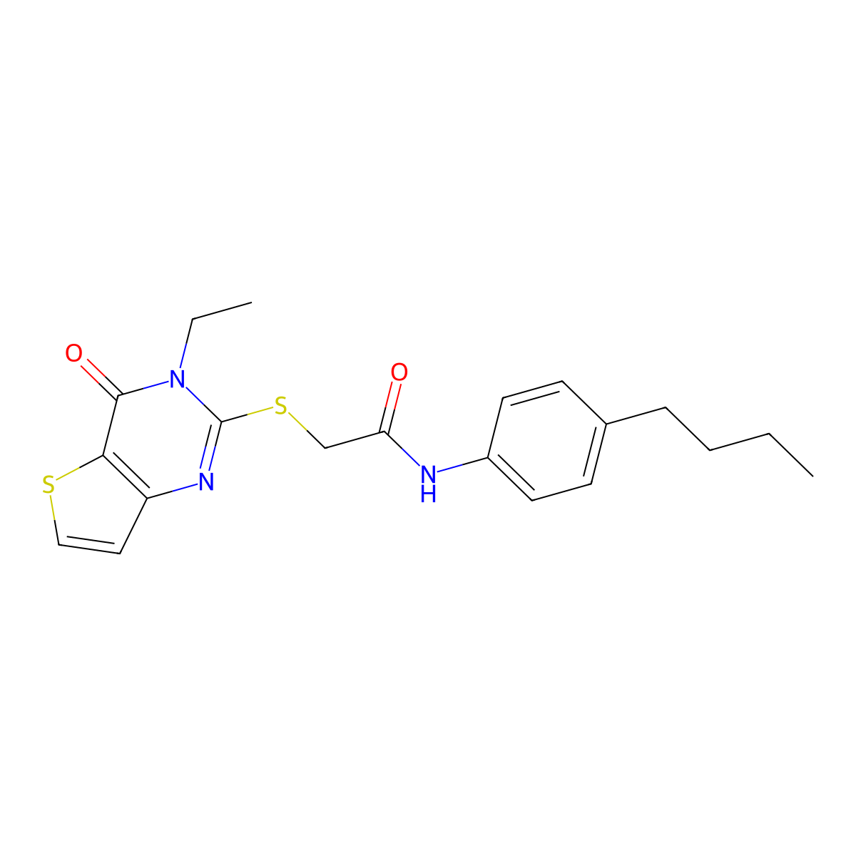 N-(4-butylphenyl)-2-({3-ethyl-4-oxo-3H,4H-thieno[3,2-d]pyrimidin-2-yl}sulfanyl)acetamide molecular structure, CAS 1252904-00-9