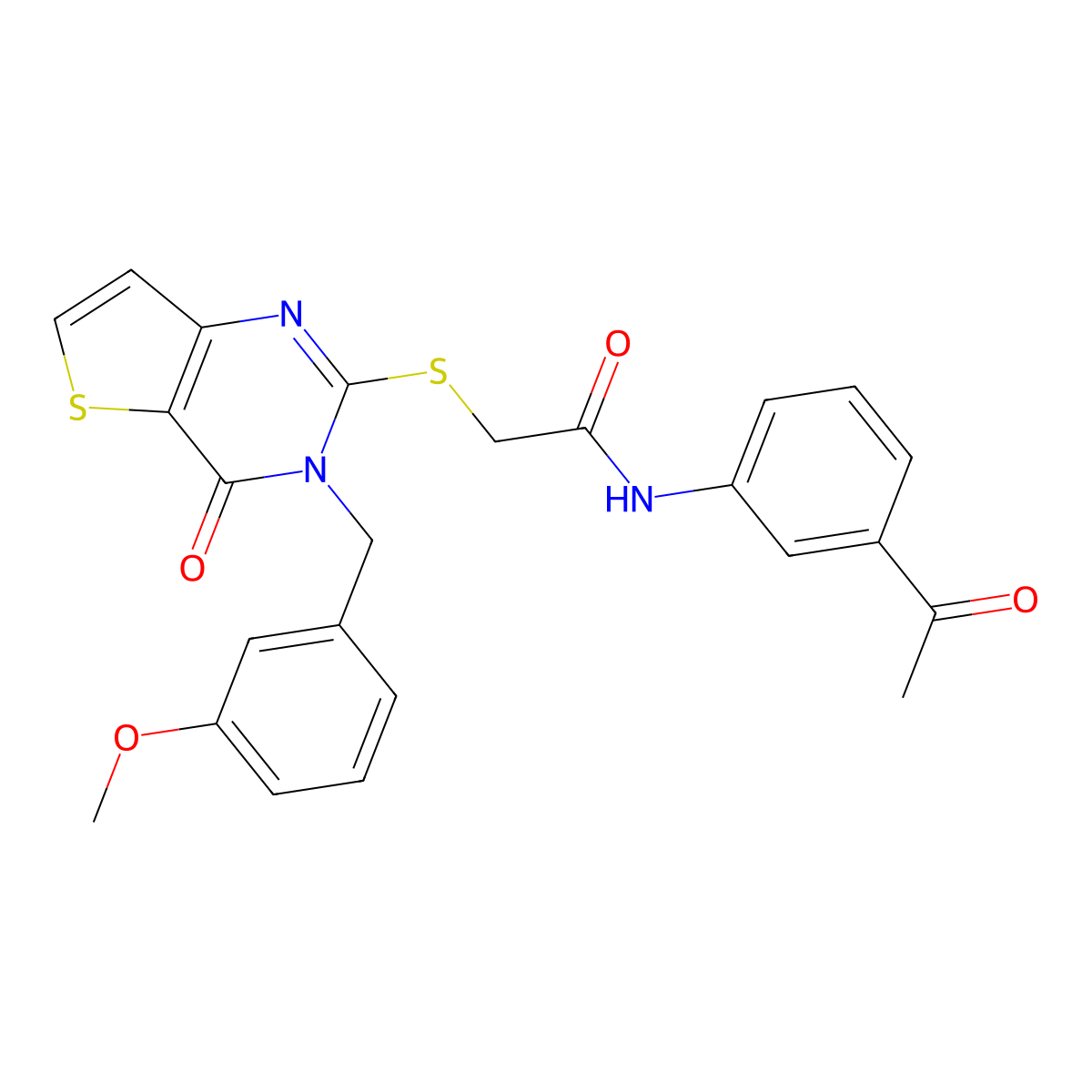 N-(3-acetylphenyl)-2-{[3-(3-methoxybenzyl)-4-oxo-3,4-dihydrothieno[3,2-d]pyrimidin-2-yl]sulfanyl}acetamide molecular structure, CAS 1252904-11-2