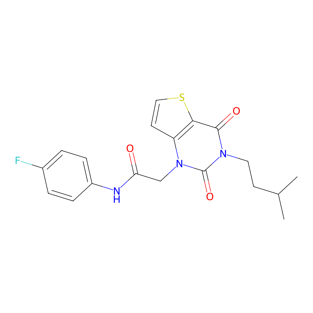 N-(4-fluorophenyl)-2-[3-(3-methylbutyl)-2,4-dioxo-3,4-dihydrothieno[3,2-d]pyrimidin-1(2H)-yl]acetamide molecular structure, CAS 1252904-33-8