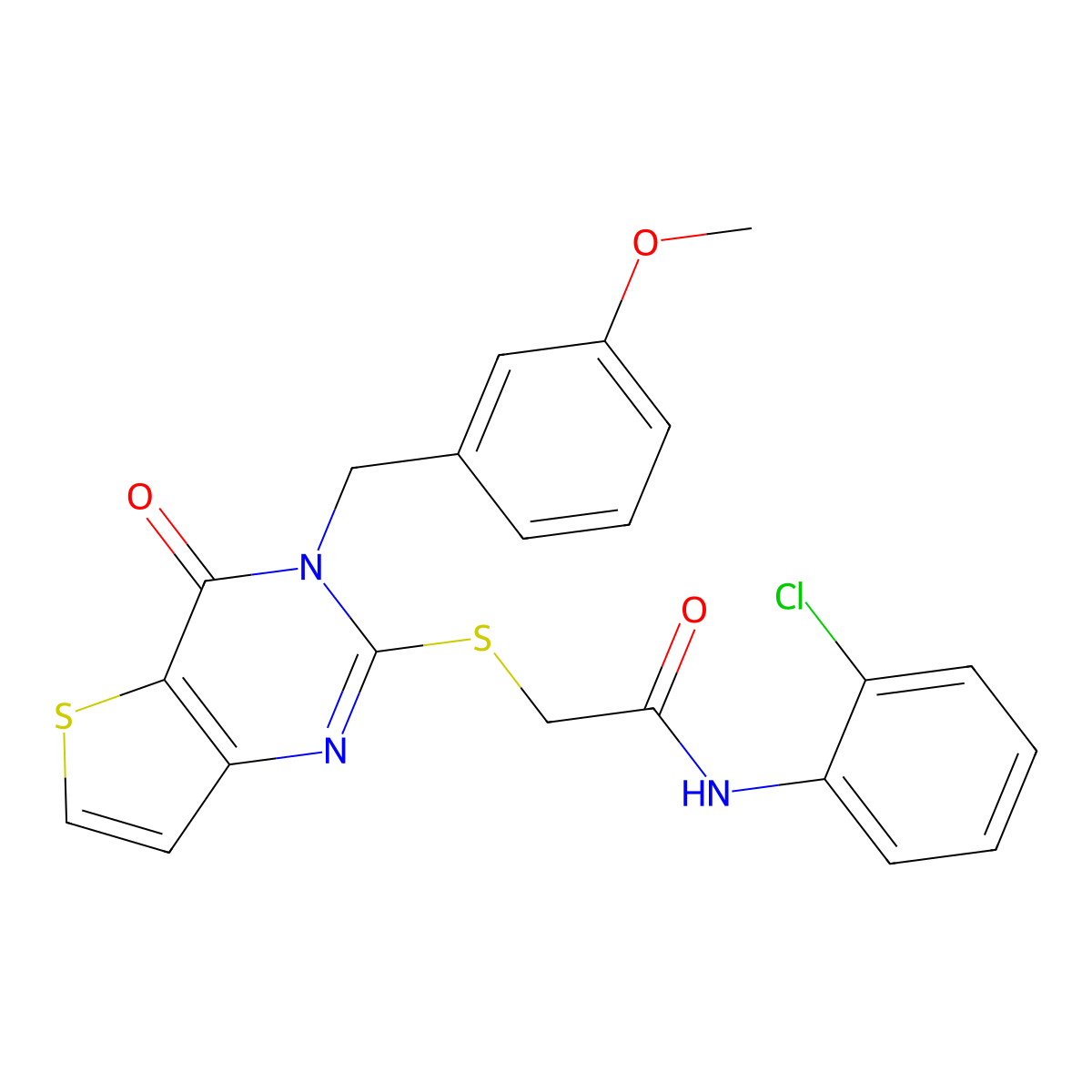 N-(2-chlorophenyl)-2-({3-[(3-methoxyphenyl)methyl]-4-oxo-3H,4H-thieno[3,2-d]pyrimidin-2-yl}sulfanyl)acetamide molecular structure, CAS 1252904-34-9
