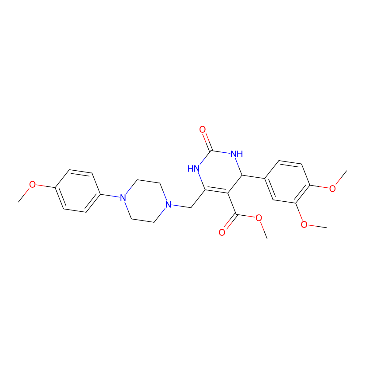 Methyl 4-(3,4-dimethoxyphenyl)-6-{[4-(4-methoxyphenyl)piperazin-1-yl]methyl}-2-oxo-1,2,3,4-tetrahydropyrimidine-5-carboxylate molecular structure, CAS 1252904-45-2