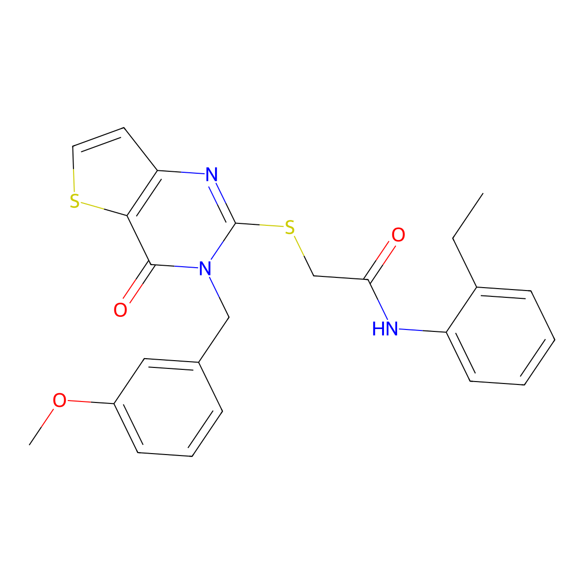 N-(2-ethylphenyl)-2-{[3-(3-methoxybenzyl)-4-oxo-3,4-dihydrothieno[3,2-d]pyrimidin-2-yl]sulfanyl}acetamide molecular structure, CAS 1252904-63-4