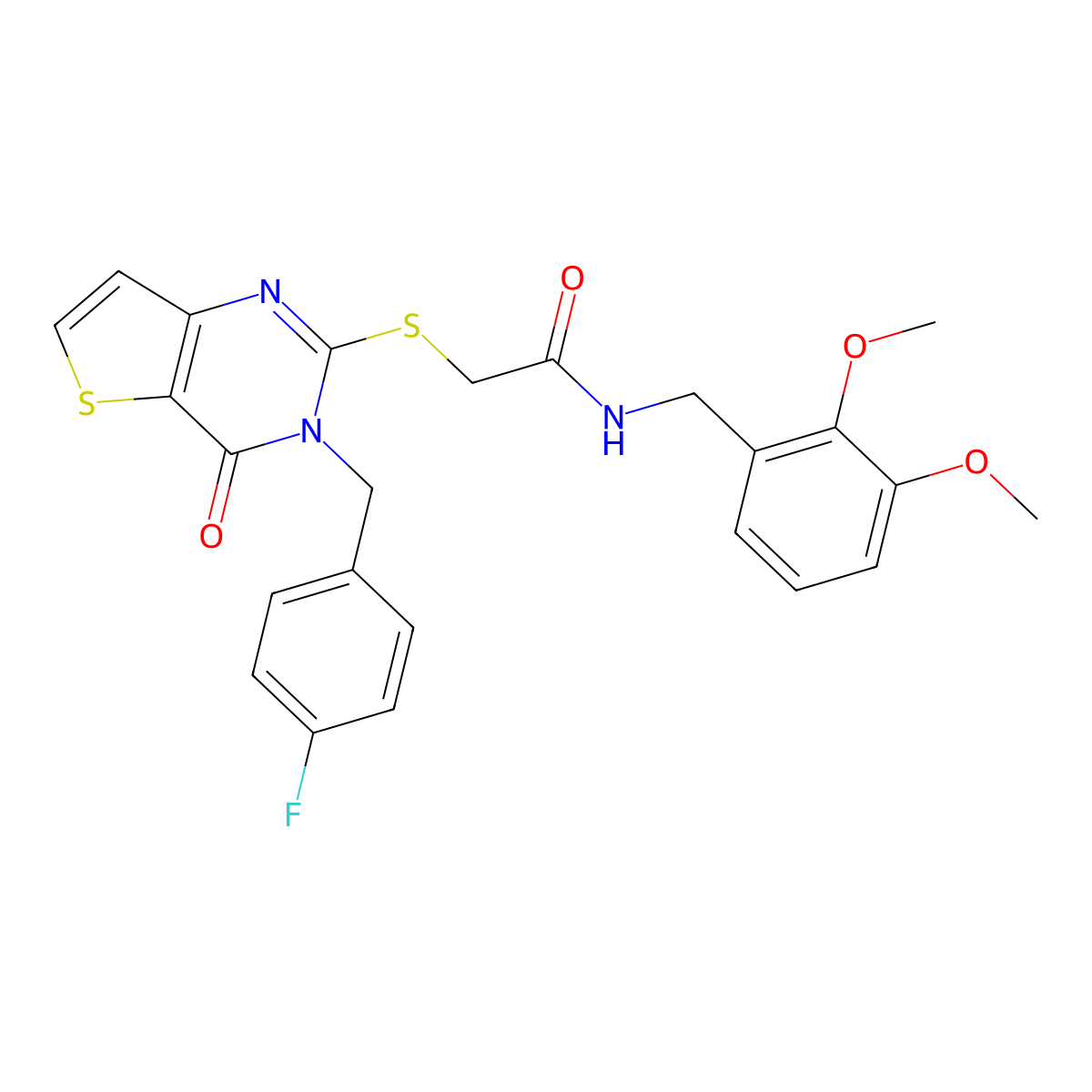 N-[(2,3-dimethoxyphenyl)methyl]-2-({3-[(4-fluorophenyl)methyl]-4-oxo-3H,4H-thieno[3,2-d]pyrimidin-2-yl}sulfanyl)acetamide molecular structure, CAS 1252904-68-9