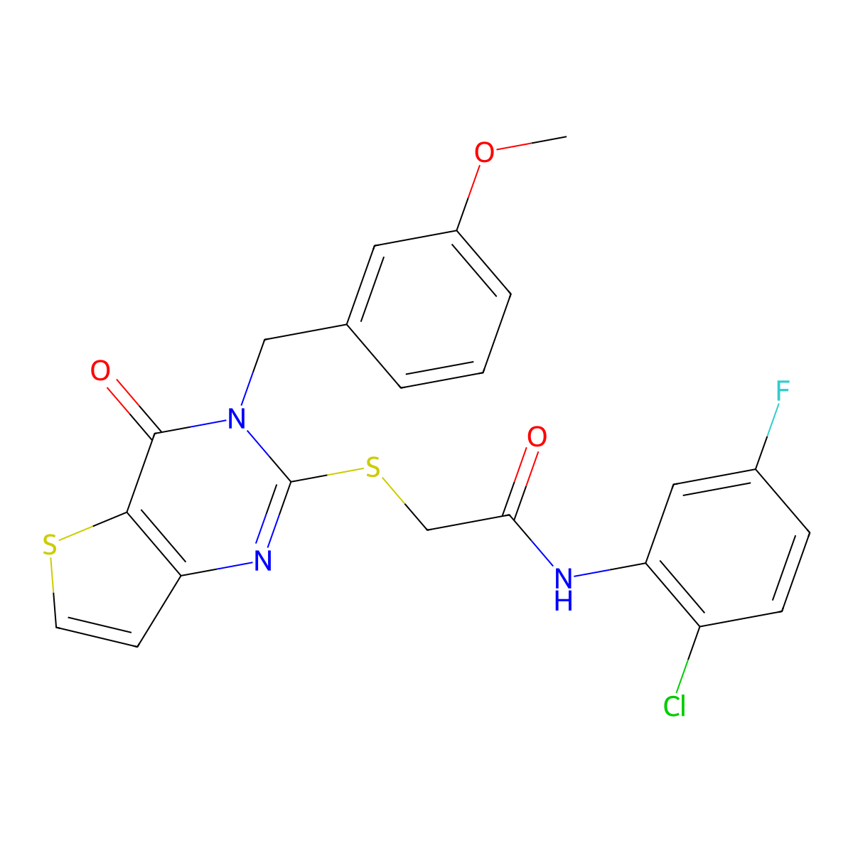 N-(2-chloro-5-fluorophenyl)-2-{[3-(3-methoxybenzyl)-4-oxo-3,4-dihydrothieno[3,2-d]pyrimidin-2-yl]sulfanyl}acetamide molecular structure, CAS 1252904-74-7