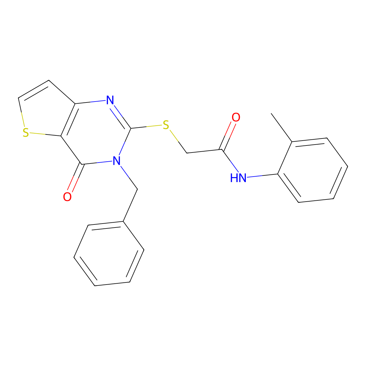 2-({3-benzyl-4-oxo-3H,4H-thieno[3,2-d]pyrimidin-2-yl}sulfanyl)-N-(2-methylphenyl)acetamide molecular structure, CAS 1252904-77-0