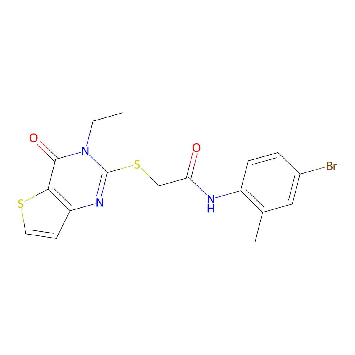 N-(4-bromo-2-methylphenyl)-2-({3-ethyl-4-oxo-3H,4H-thieno[3,2-d]pyrimidin-2-yl}sulfanyl)acetamide molecular structure, CAS 1252904-95-2