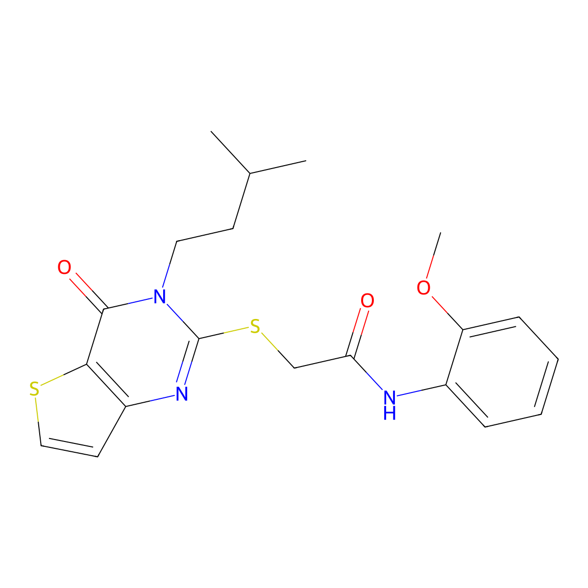 N-(2-methoxyphenyl)-2-{[3-(3-methylbutyl)-4-oxo-3,4-dihydrothieno[3,2-d]pyrimidin-2-yl]sulfanyl}acetamide molecular structure, CAS 1252905-31-9
