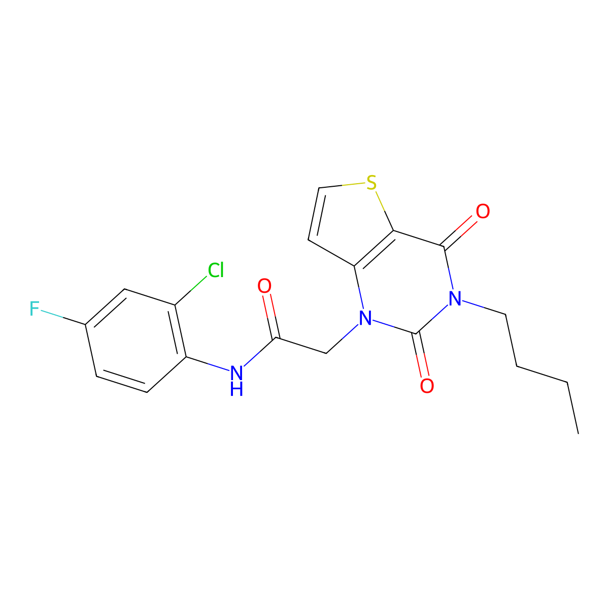 2-(3-butyl-2,4-dioxo-3,4-dihydrothieno[3,2-d]pyrimidin-1(2H)-yl)-N-(2-chloro-4-fluorophenyl)acetamide molecular structure, CAS 1252905-35-3