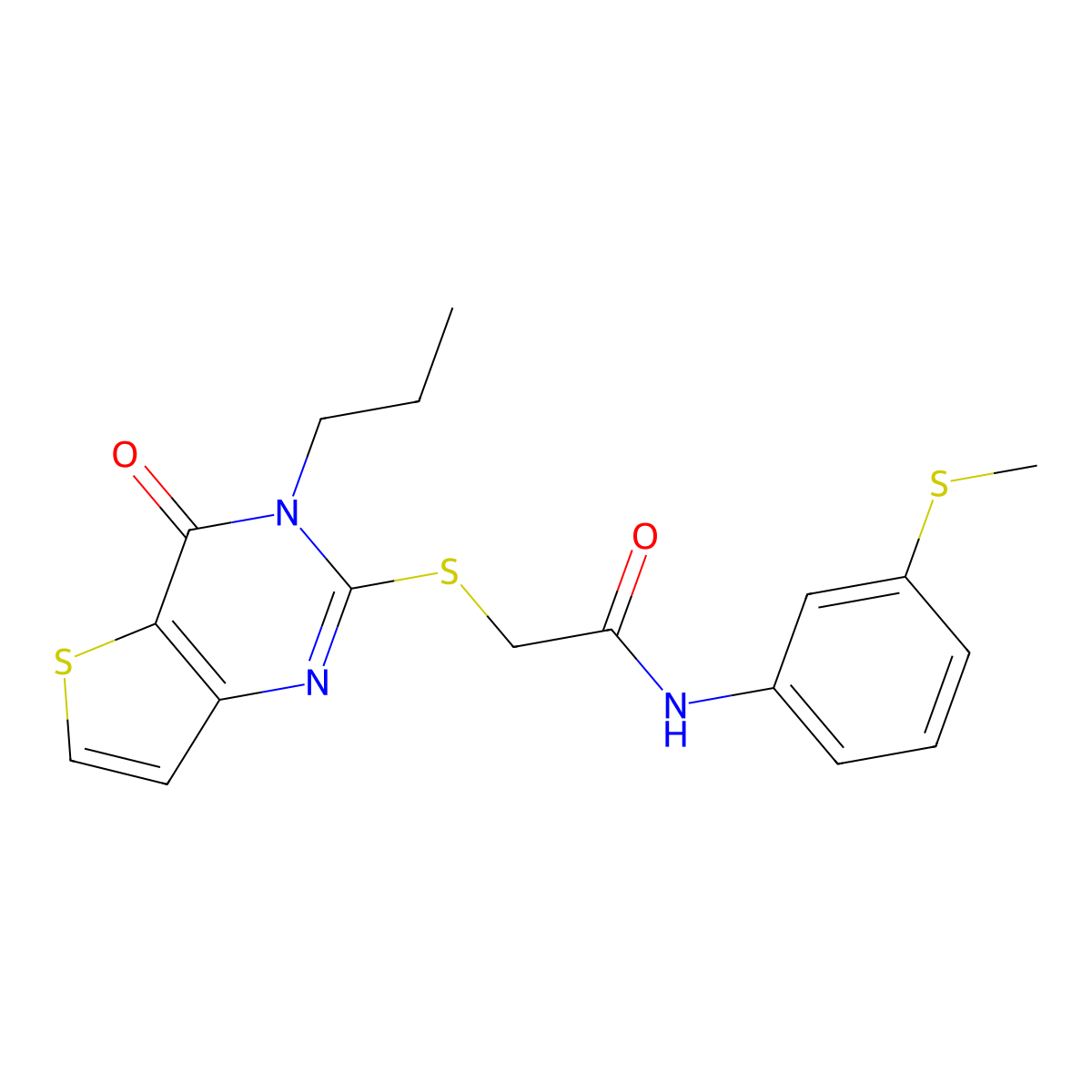 N-[3-(methylsulfanyl)phenyl]-2-({4-oxo-3-propyl-3H,4H-thieno[3,2-d]pyrimidin-2-yl}sulfanyl)acetamide molecular structure, CAS 1252905-37-5