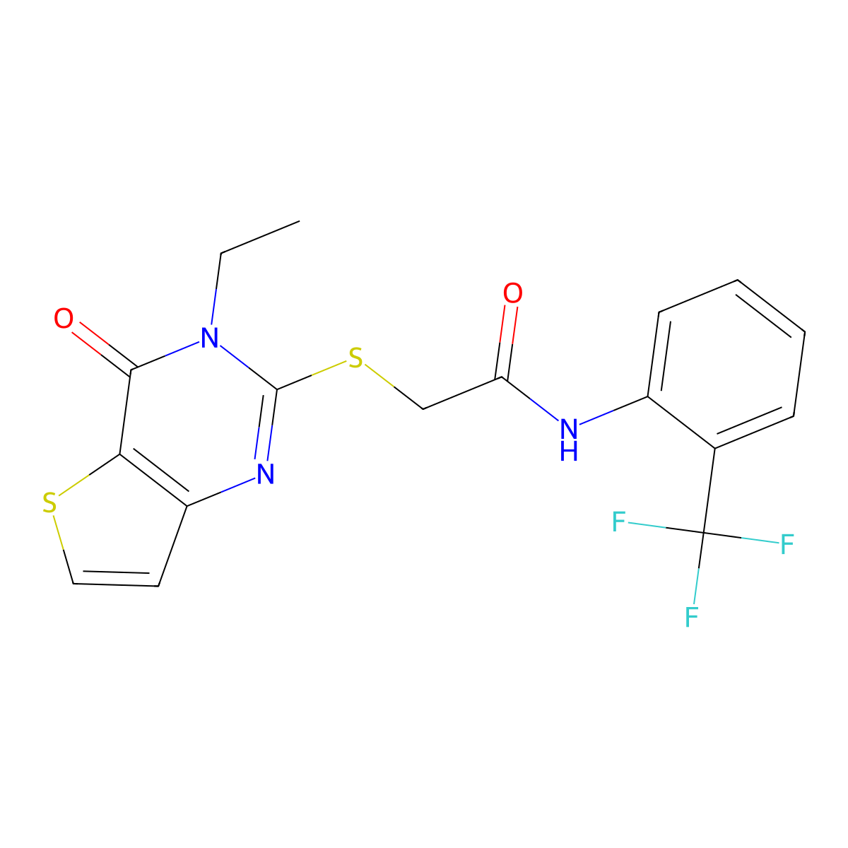 2-({3-ethyl-4-oxo-3H,4H-thieno[3,2-d]pyrimidin-2-yl}sulfanyl)-N-[2-(trifluoromethyl)phenyl]acetamide molecular structure, CAS 1252905-49-9