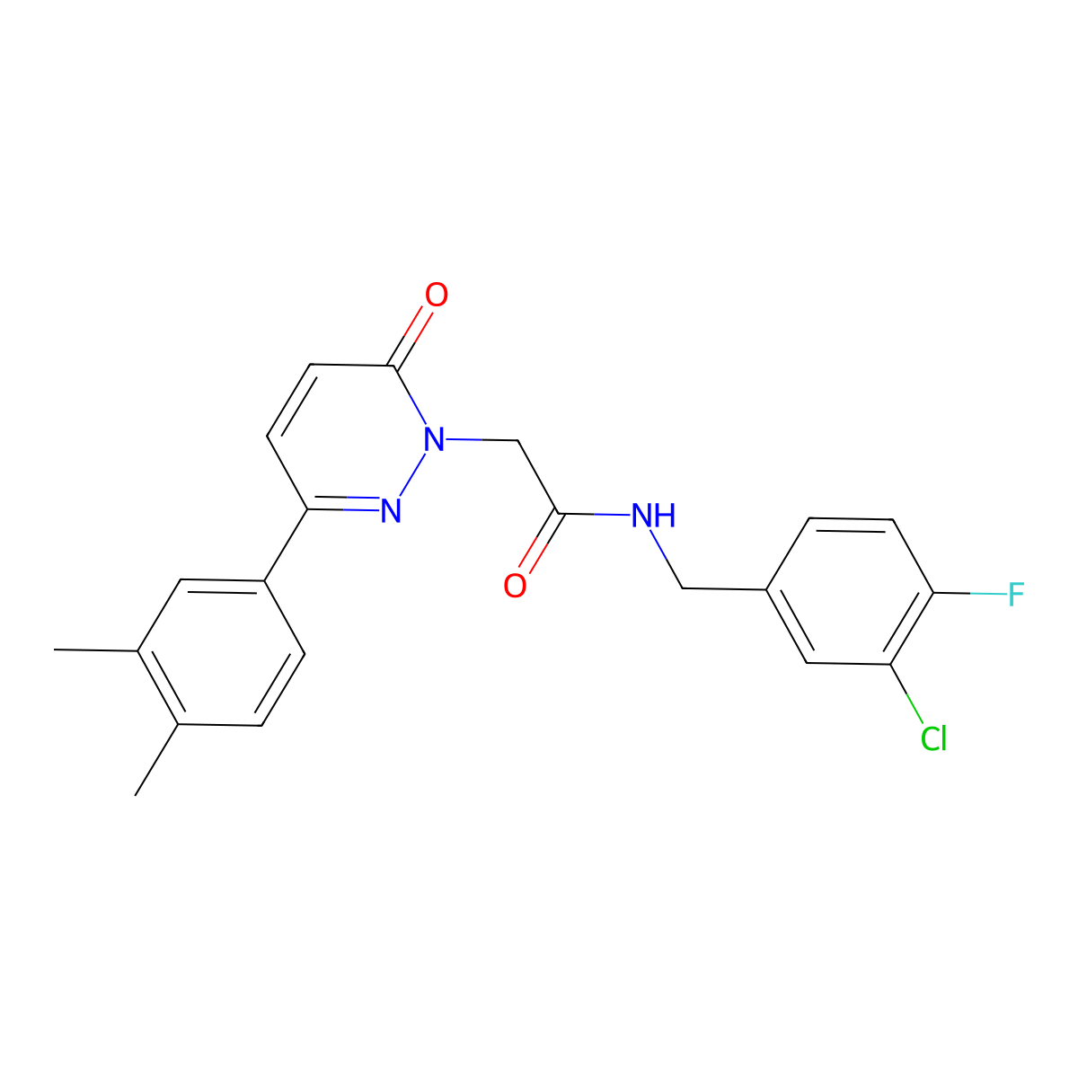 N-(3-chloro-4-fluorobenzyl)-2-(3-(3,4-dimethylphenyl)-6-oxopyridazin-1(6H)-yl)acetamide molecular structure, CAS 1252906-44-7