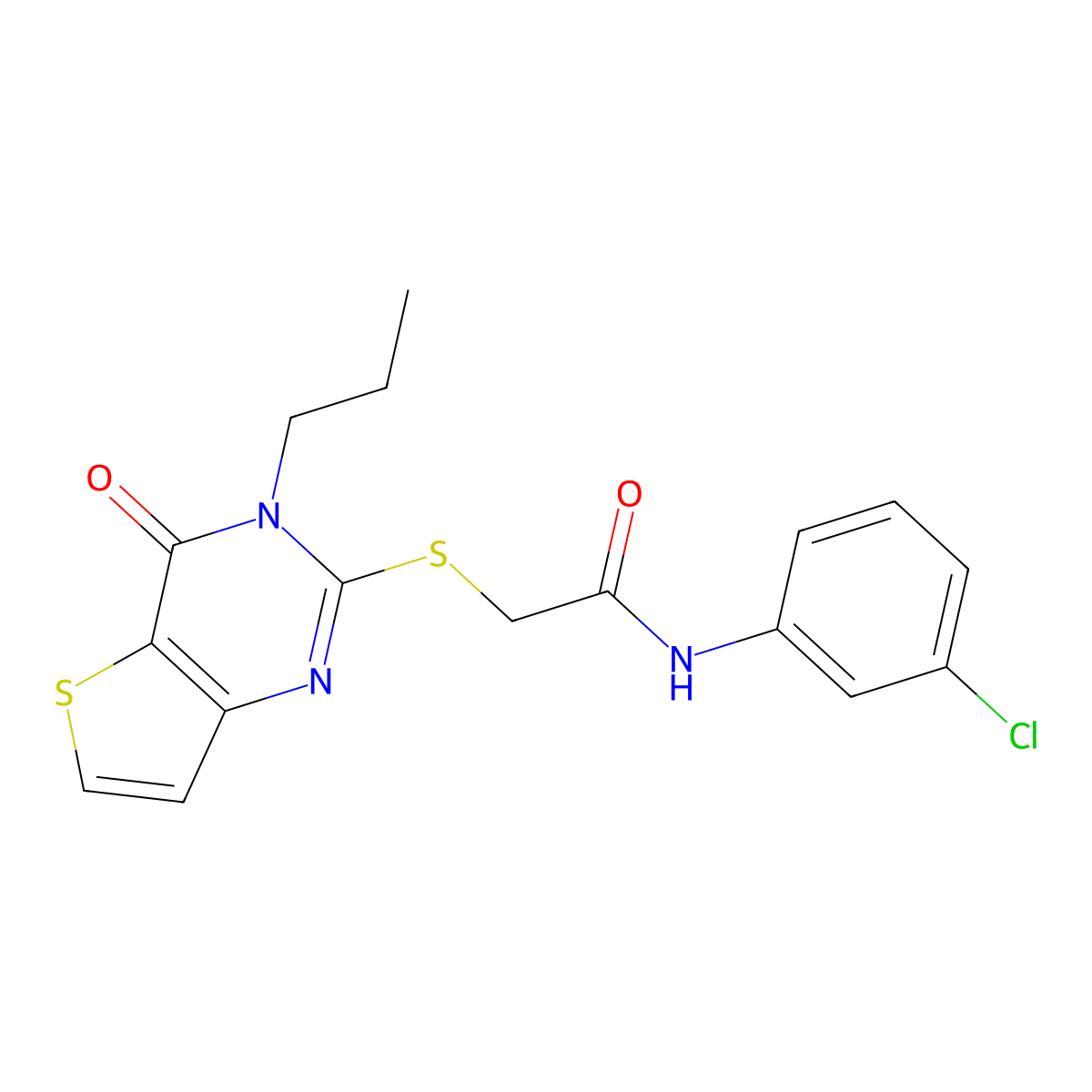 N-(3-chlorophenyl)-2-({4-oxo-3-propyl-3H,4H-thieno[3,2-d]pyrimidin-2-yl}sulfanyl)acetamide molecular structure, CAS 1252906-56-1