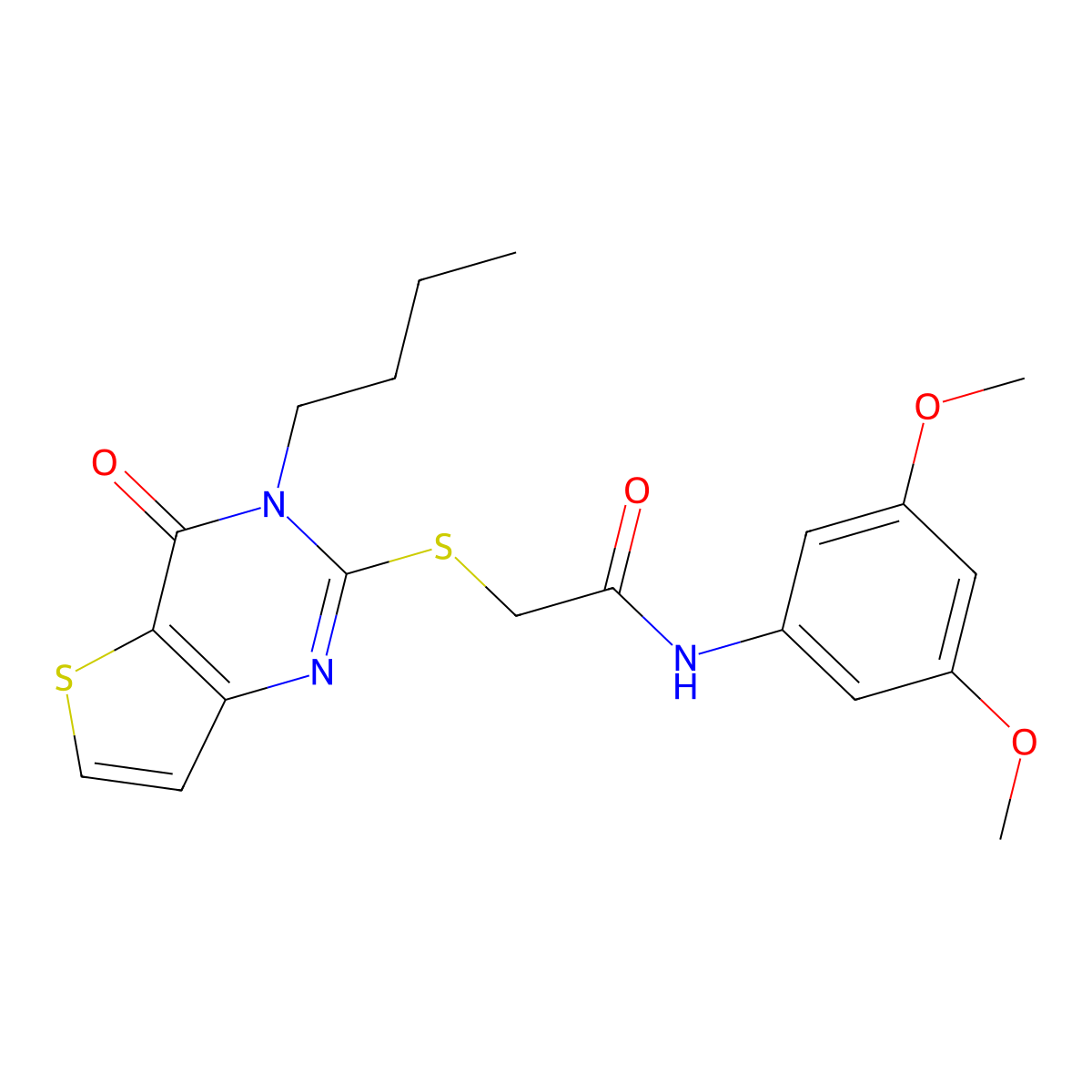 2-[(3-butyl-4-oxo-3,4-dihydrothieno[3,2-d]pyrimidin-2-yl)sulfanyl]-N-(3,5-dimethoxyphenyl)acetamide molecular structure, CAS 1252907-13-3