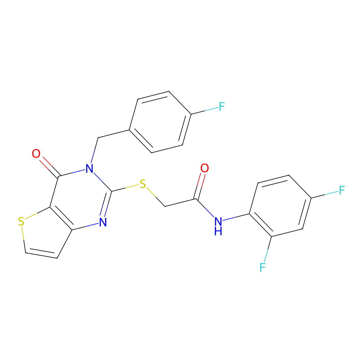 N-(2,4-difluorophenyl)-2-({3-[(4-fluorophenyl)methyl]-4-oxo-3H,4H-thieno[3,2-d]pyrimidin-2-yl}sulfanyl)acetamide molecular structure, CAS 1252907-21-3