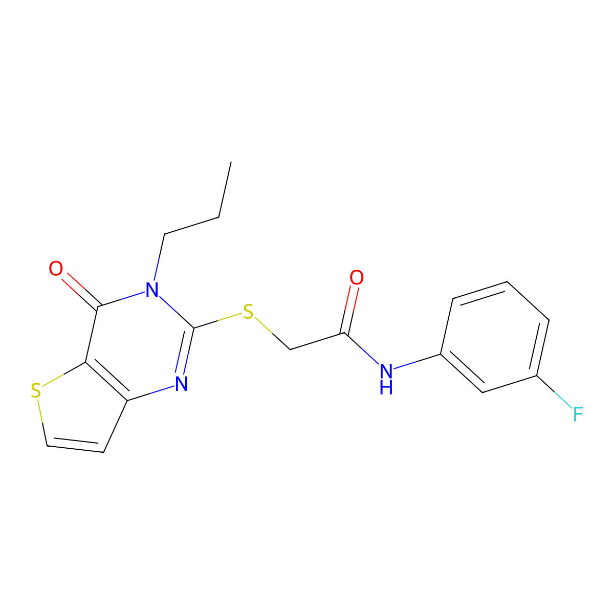 N-(3-fluorophenyl)-2-({4-oxo-3-propyl-3H,4H-thieno[3,2-d]pyrimidin-2-yl}sulfanyl)acetamide molecular structure, CAS 1252907-32-6