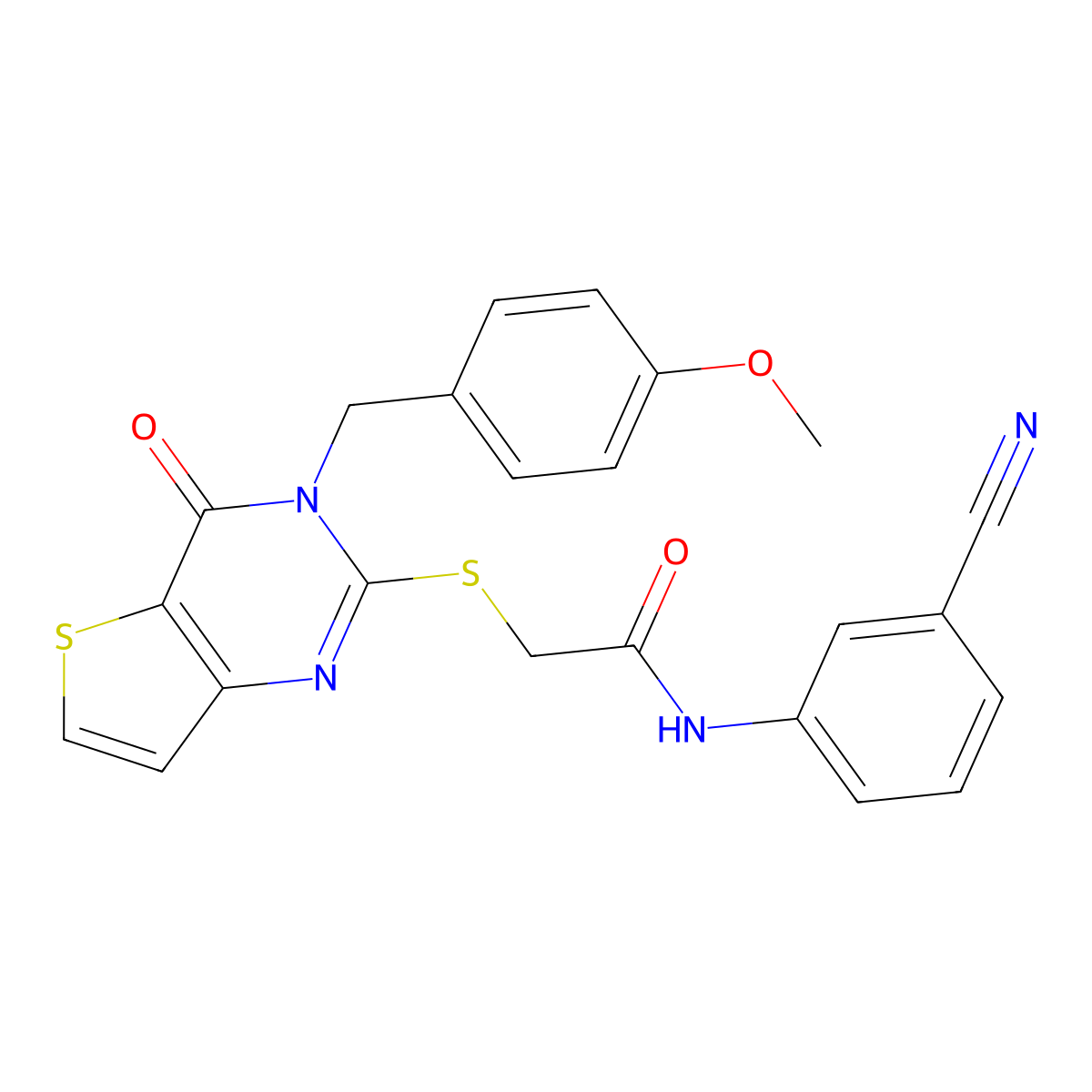 N-(3-cyanophenyl)-2-{[3-(4-methoxybenzyl)-4-oxo-3,4-dihydrothieno[3,2-d]pyrimidin-2-yl]sulfanyl}acetamide molecular structure, CAS 1252907-72-4