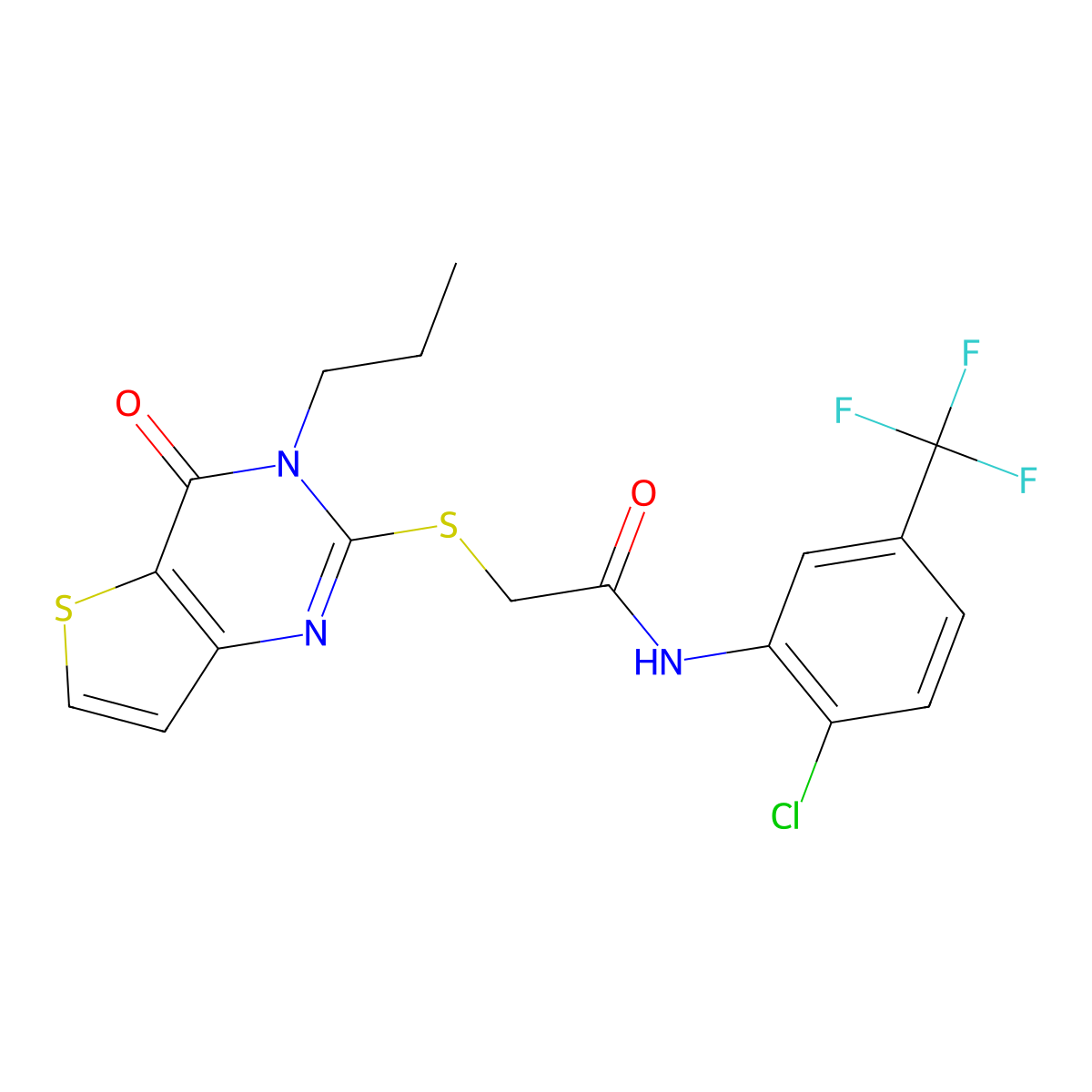 N-[2-chloro-5-(trifluoromethyl)phenyl]-2-({4-oxo-3-propyl-3H,4H-thieno[3,2-d]pyrimidin-2-yl}sulfanyl)acetamide molecular structure, CAS 1252907-85-9