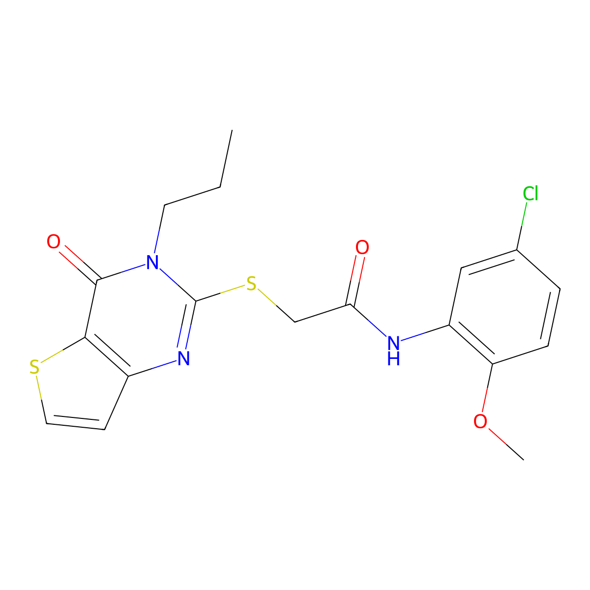 N-(5-chloro-2-methoxyphenyl)-2-({4-oxo-3-propyl-3H,4H-thieno[3,2-d]pyrimidin-2-yl}sulfanyl)acetamide molecular structure, CAS 1252908-08-9