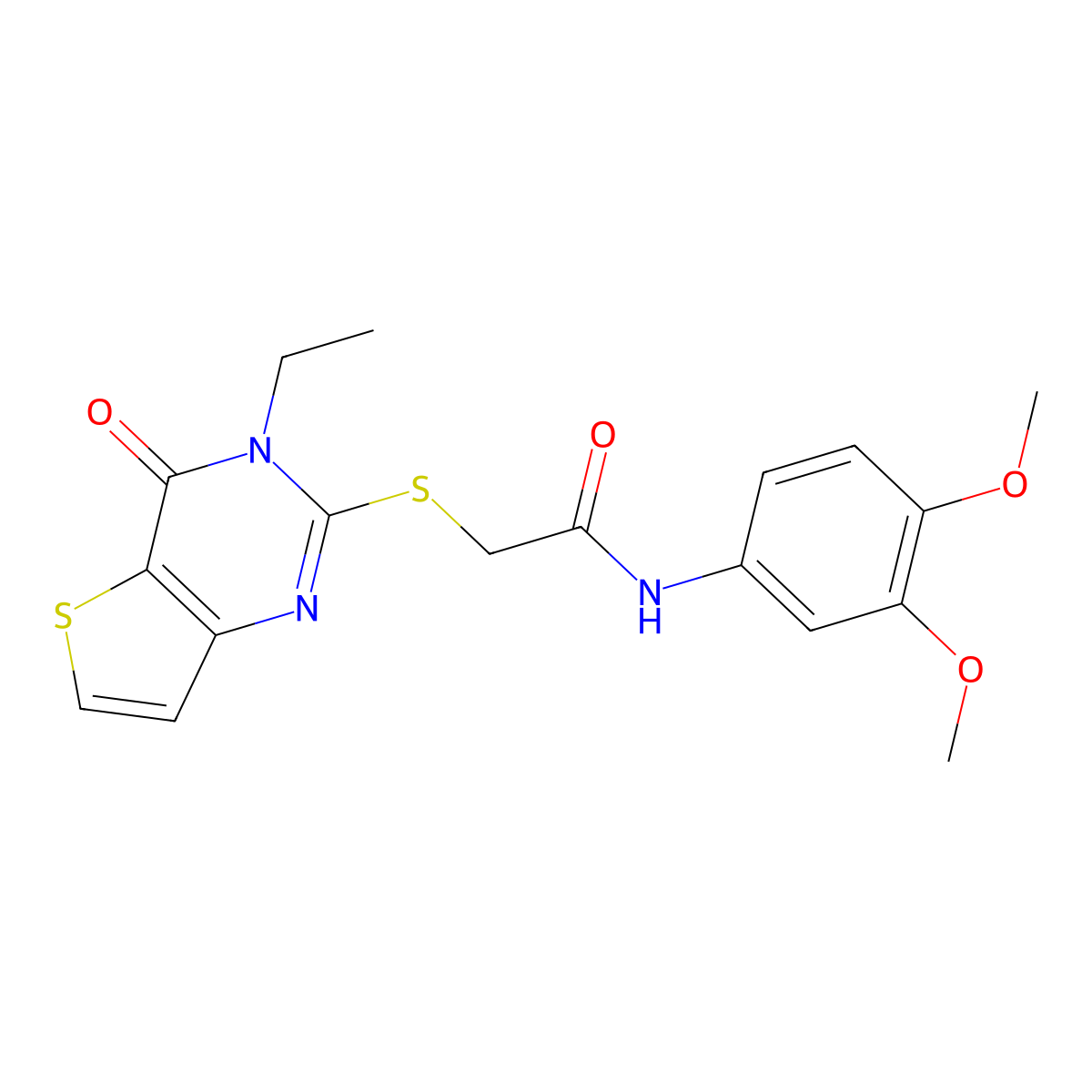 N-(3,4-dimethoxyphenyl)-2-[(3-ethyl-4-oxo-3,4-dihydrothieno[3,2-d]pyrimidin-2-yl)sulfanyl]acetamide molecular structure, CAS 1252908-69-2