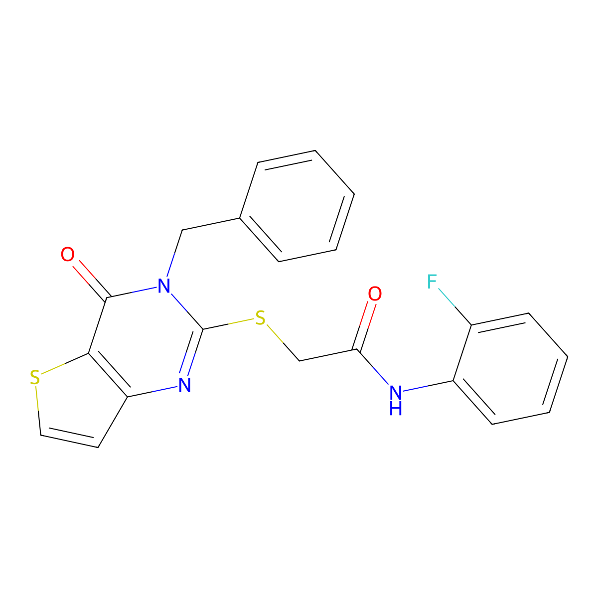 2-({3-benzyl-4-oxo-3H,4H-thieno[3,2-d]pyrimidin-2-yl}sulfanyl)-N-(2-fluorophenyl)acetamide molecular structure, CAS 1252908-76-1
