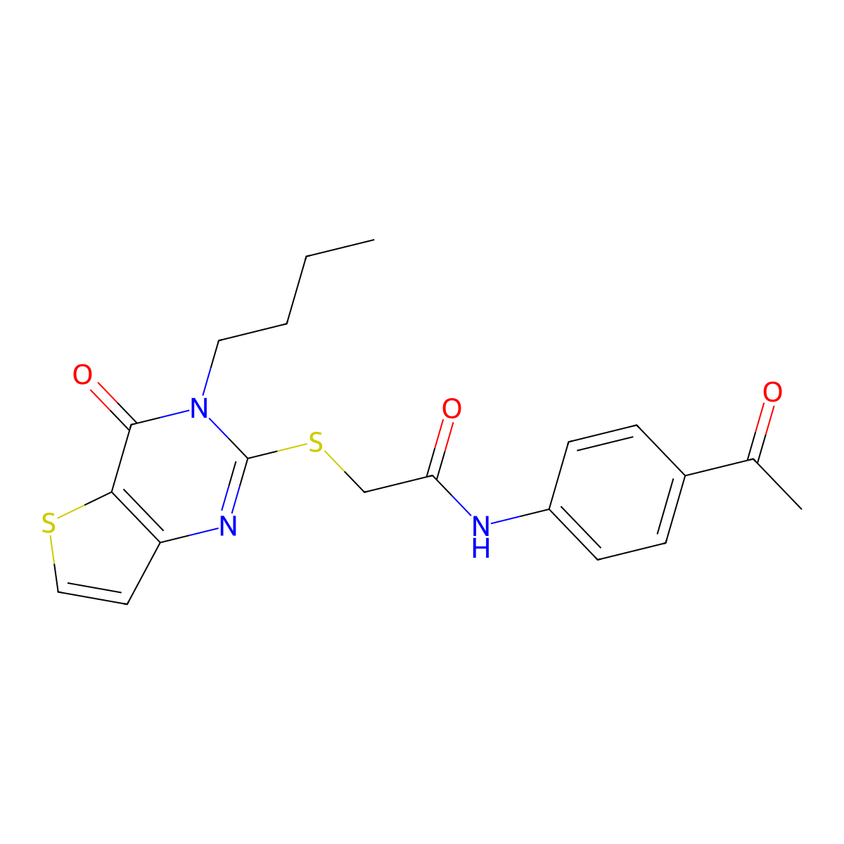N-(4-acetylphenyl)-2-[(3-butyl-4-oxo-3,4-dihydrothieno[3,2-d]pyrimidin-2-yl)sulfanyl]acetamide molecular structure, CAS 1252908-94-3