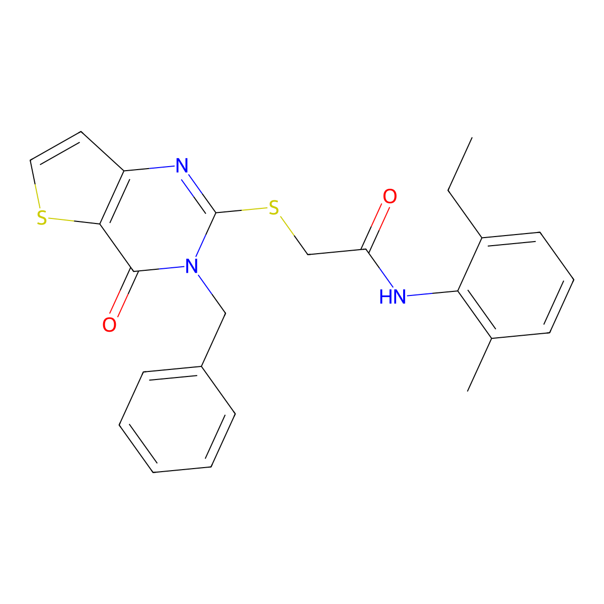 2-({3-benzyl-4-oxo-3H,4H-thieno[3,2-d]pyrimidin-2-yl}sulfanyl)-N-(2-ethyl-6-methylphenyl)acetamide molecular structure, CAS 1252909-81-1