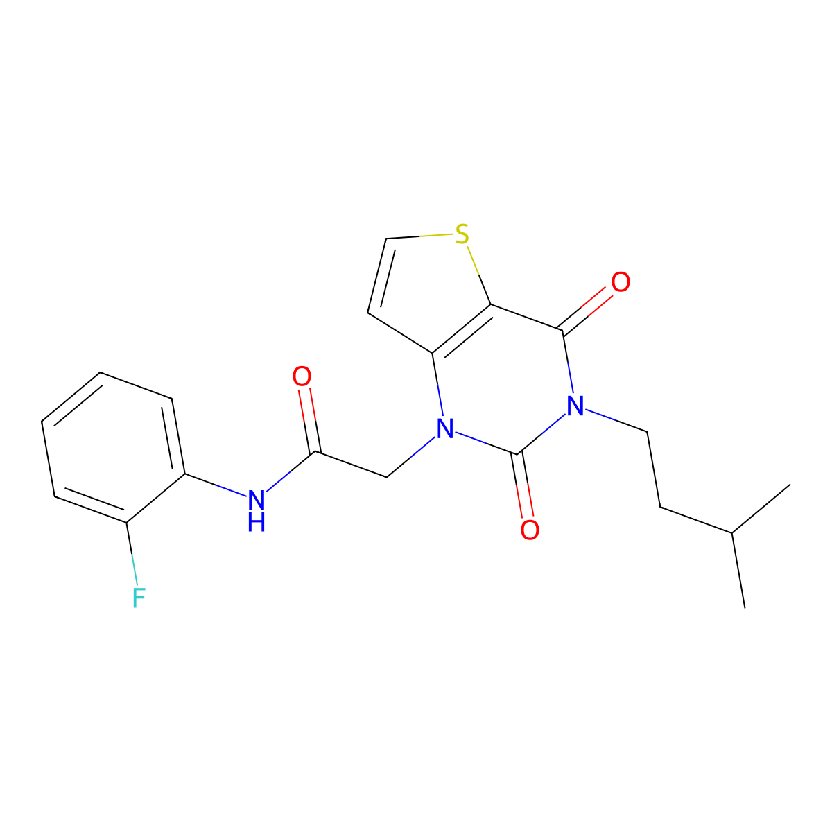 N-(2-fluorophenyl)-2-[3-(3-methylbutyl)-2,4-dioxo-1H,2H,3H,4H-thieno[3,2-d]pyrimidin-1-yl]acetamide molecular structure, CAS 1252909-85-5