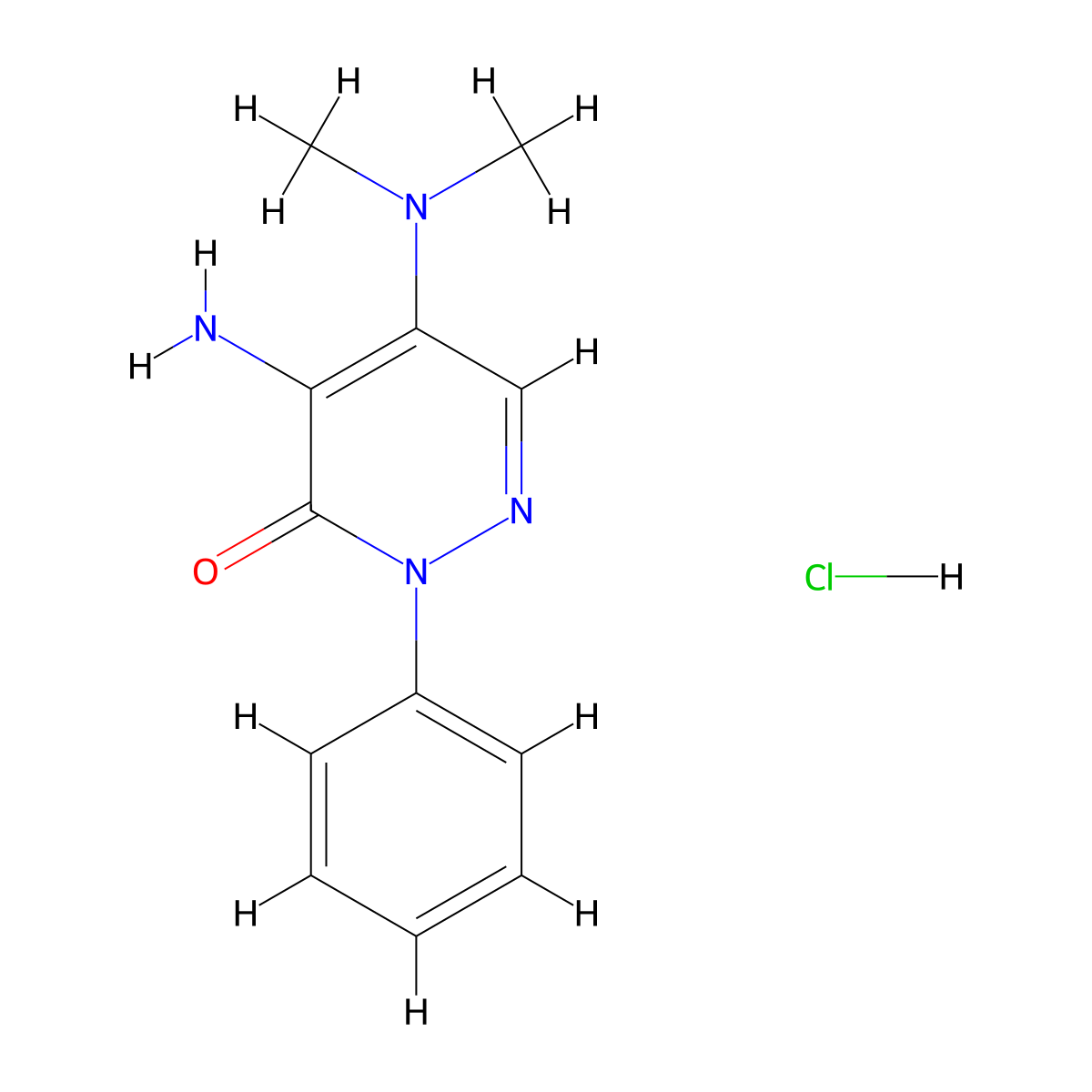 4-Amino-5-(dimethylamino)-2-phenyl-3(2H)-pyridazinone hydrochloride molecular structure, CAS 125291-78-3