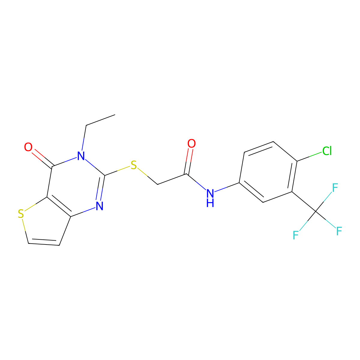 N-[4-chloro-3-(trifluoromethyl)phenyl]-2-({3-ethyl-4-oxo-3H,4H-thieno[3,2-d]pyrimidin-2-yl}sulfanyl)acetamide molecular structure, CAS 1252910-09-0