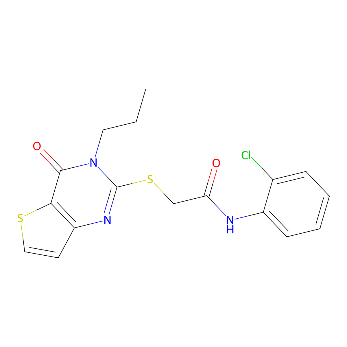 N-(2-chlorophenyl)-2-({4-oxo-3-propyl-3H,4H-thieno[3,2-d]pyrimidin-2-yl}sulfanyl)acetamide molecular structure, CAS 1252911-11-7