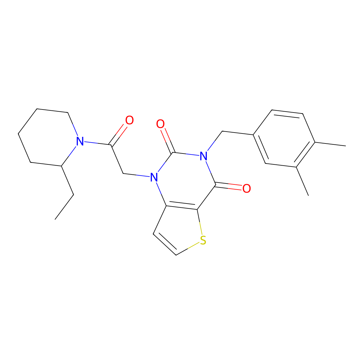 3-(3,4-dimethylbenzyl)-1-(2-(2-ethylpiperidin-1-yl)-2-oxoethyl)thieno[3,2-d]pyrimidine-2,4(1H,3H)-dione molecular structure, CAS 1252911-17-3