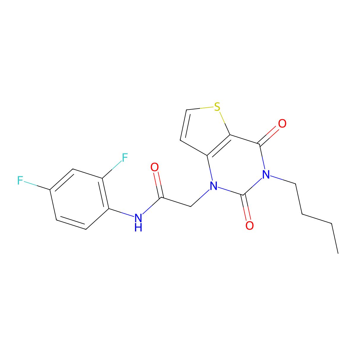 2-(3-butyl-2,4-dioxo-3,4-dihydrothieno[3,2-d]pyrimidin-1(2H)-yl)-N-(2,4-difluorophenyl)acetamide molecular structure, CAS 1252911-23-1