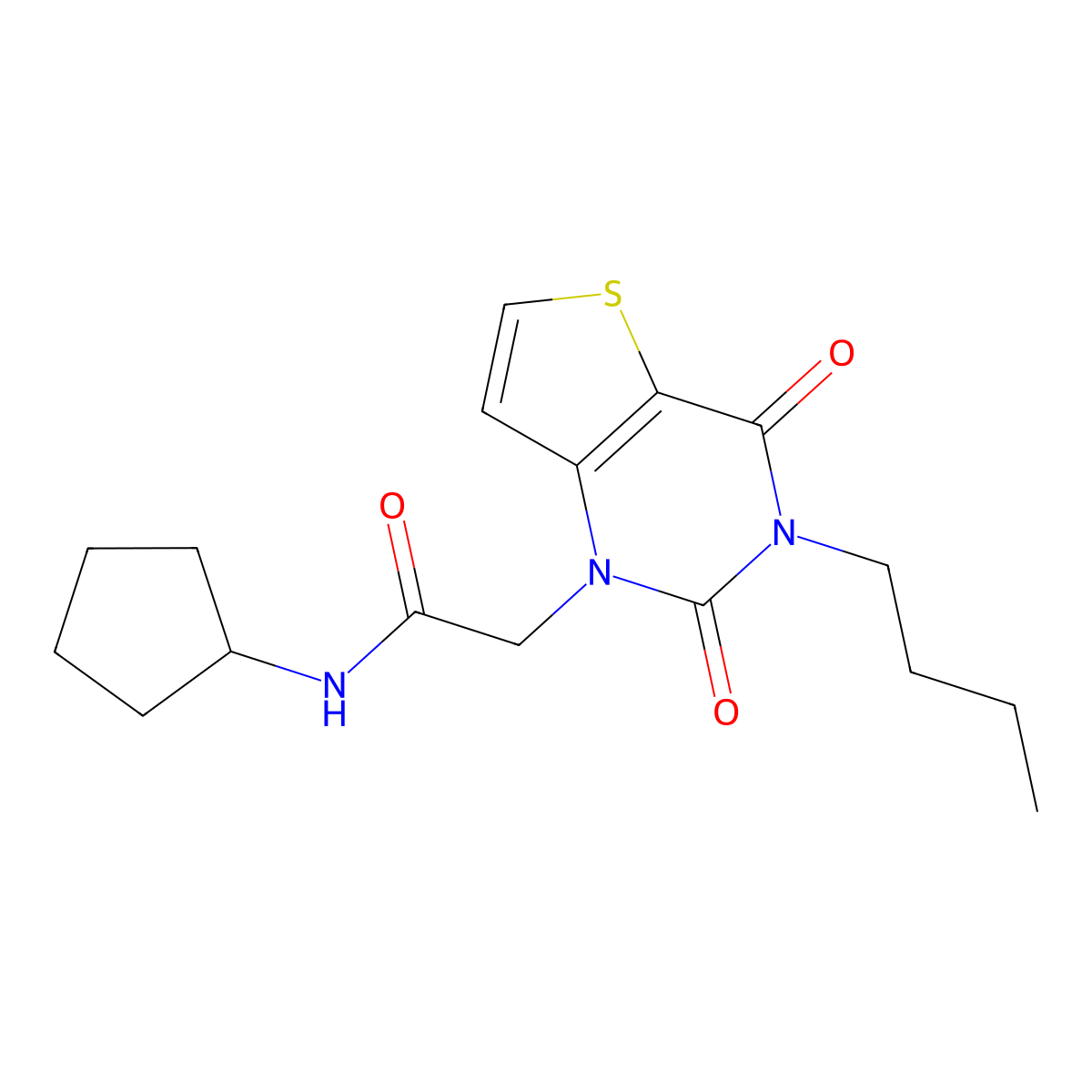 2-(3-butyl-2,4-dioxo-3,4-dihydrothieno[3,2-d]pyrimidin-1(2H)-yl)-N-cyclopentylacetamide molecular structure, CAS 1252911-24-2
