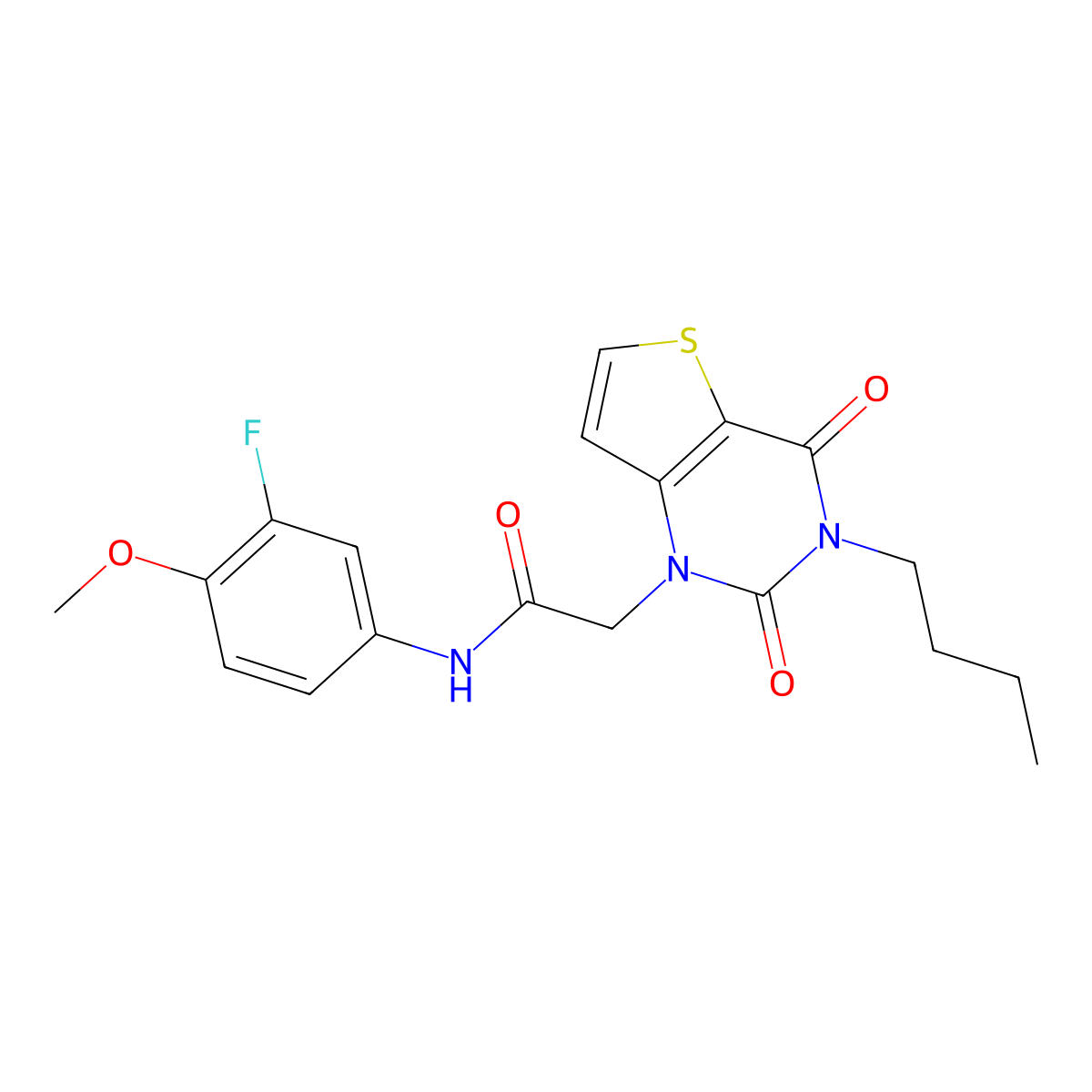 2-(3-butyl-2,4-dioxo-3,4-dihydrothieno[3,2-d]pyrimidin-1(2H)-yl)-N-(3-fluoro-4-methoxyphenyl)acetamide molecular structure, CAS 1252911-45-7